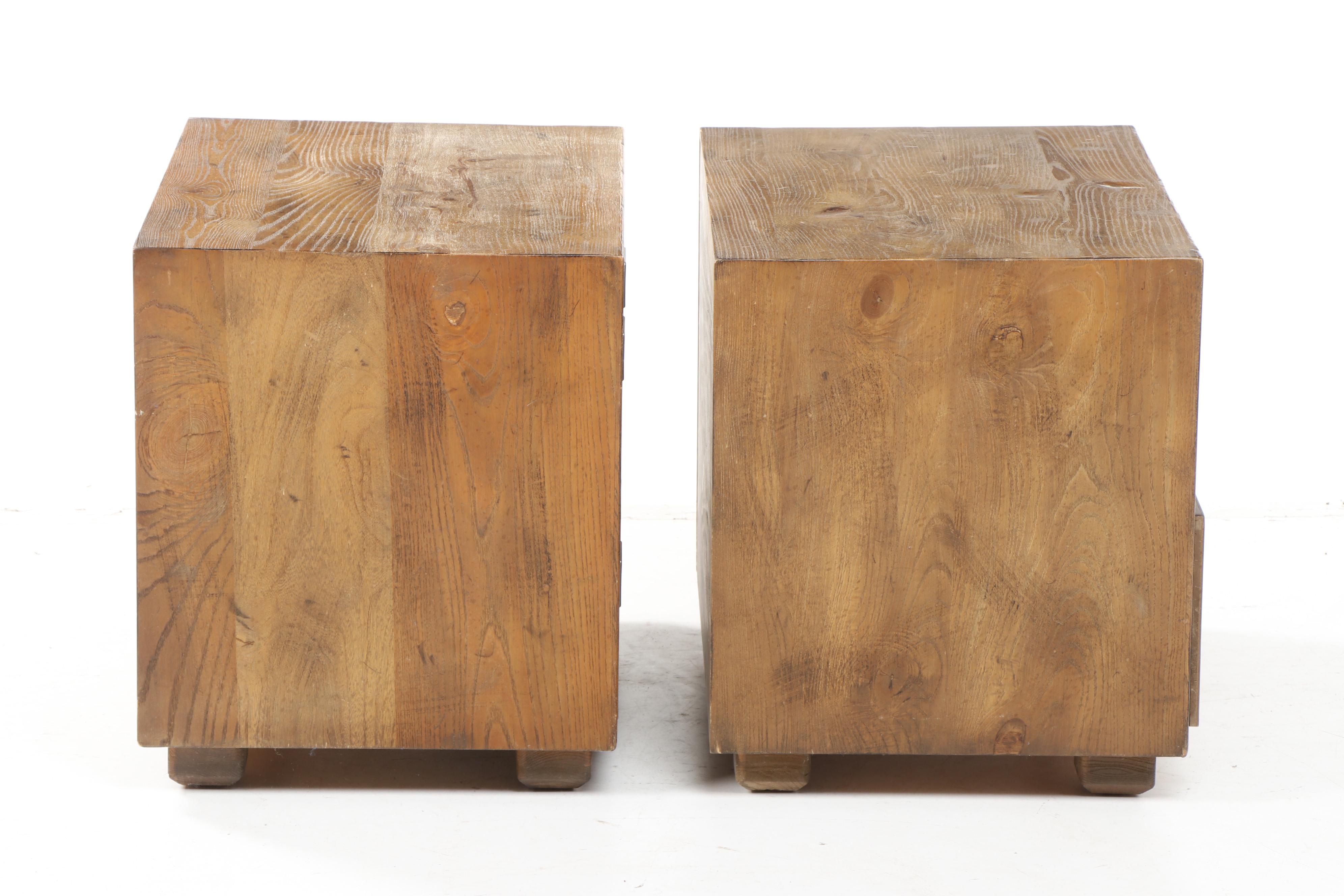 Vintage Henredon "Circa 76" Ash Campaign Style Nightstands