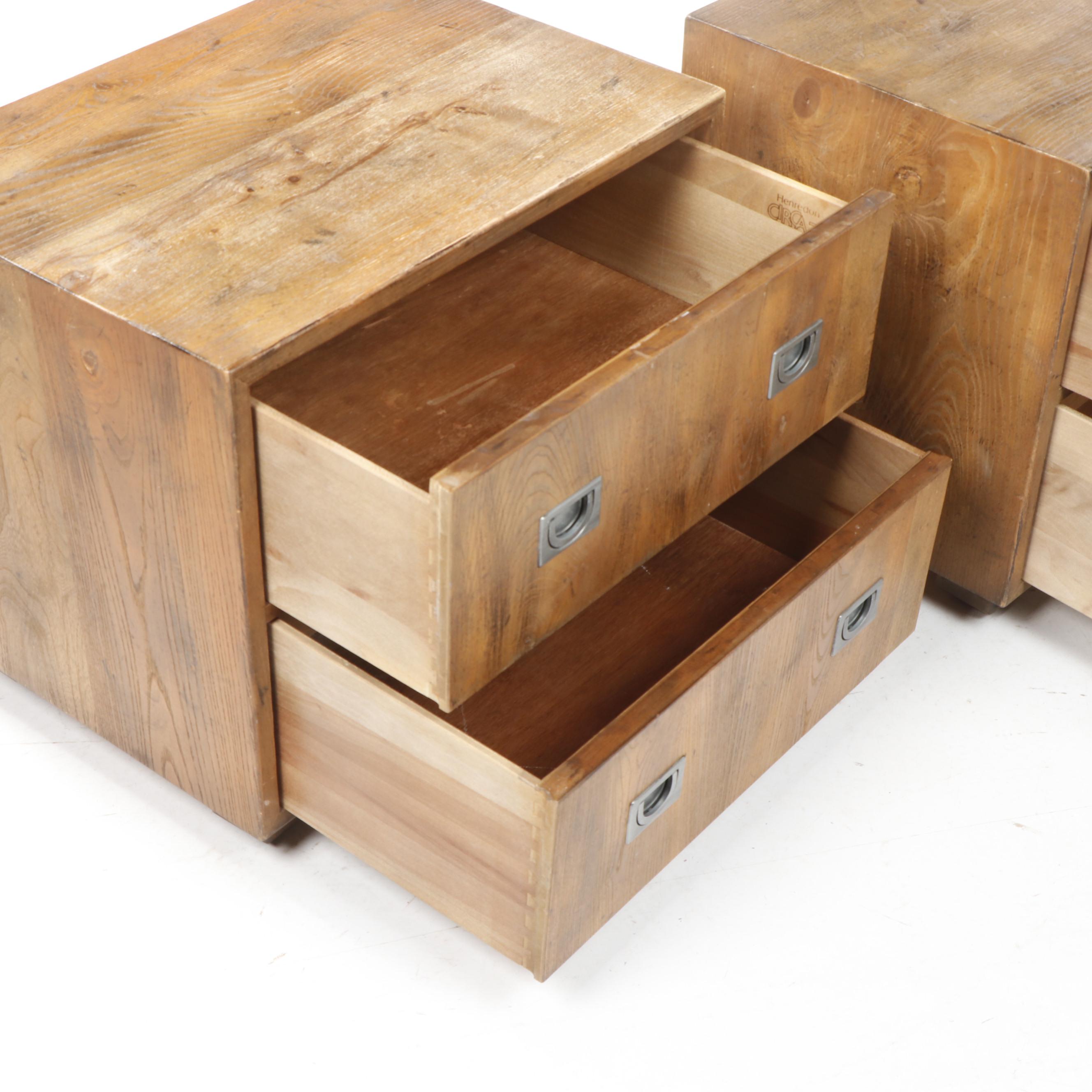 Vintage Henredon "Circa 76" Ash Campaign Style Nightstands