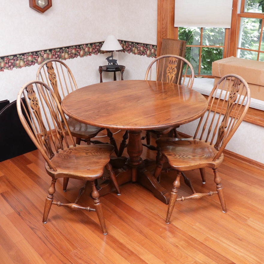 Oak Dining Table and Chairs, Vintage