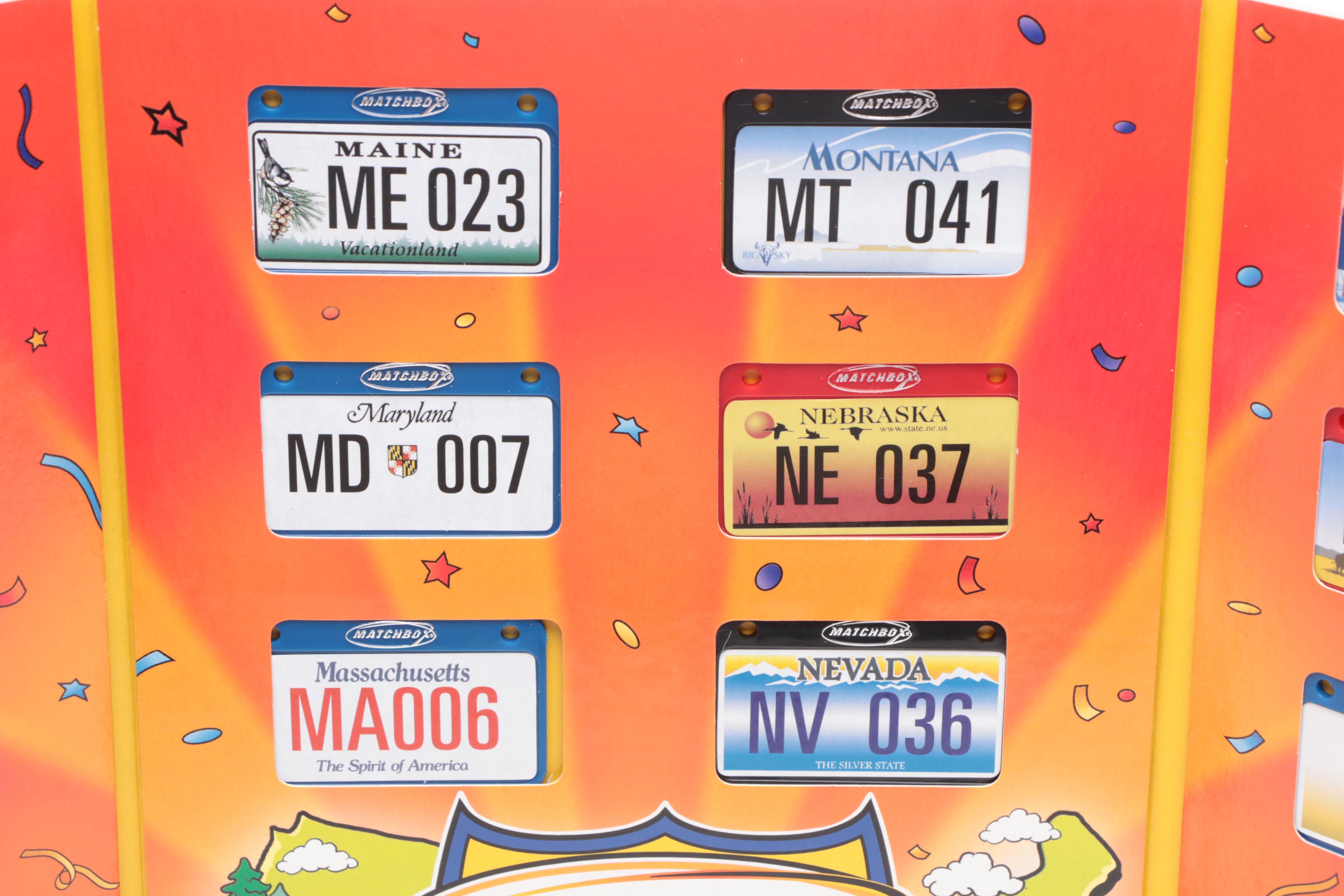 Matchbox Across America 50th Birthday Series License Plate and Car, Contemporary