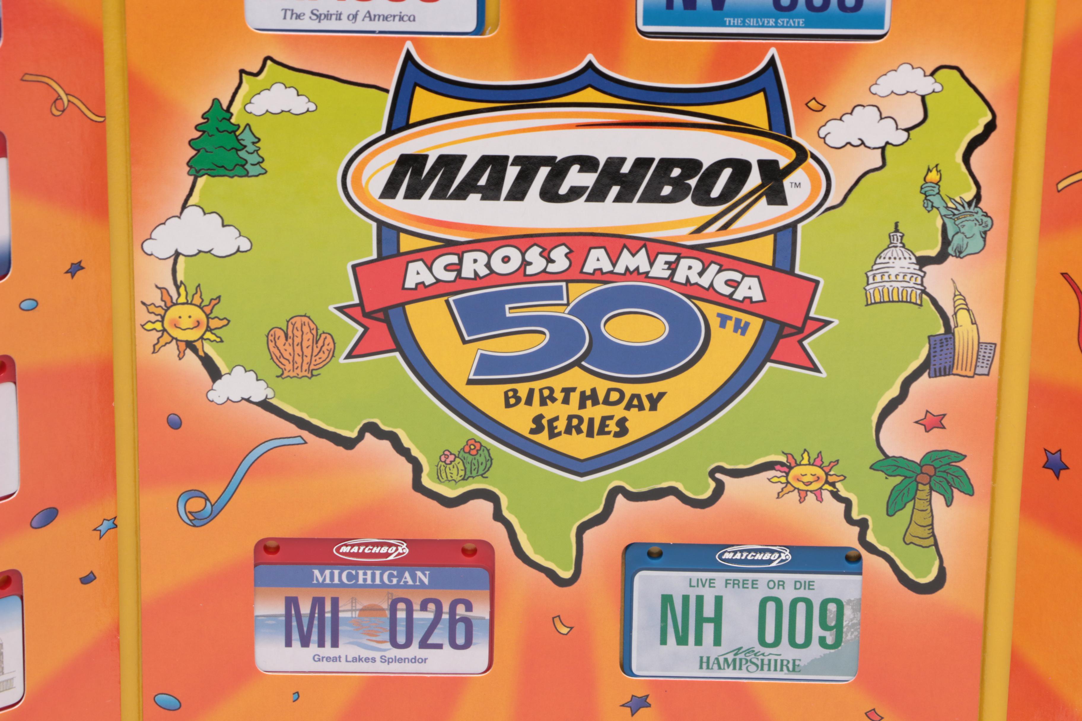 Matchbox Across America 50th Birthday Series License Plate and Car, Contemporary