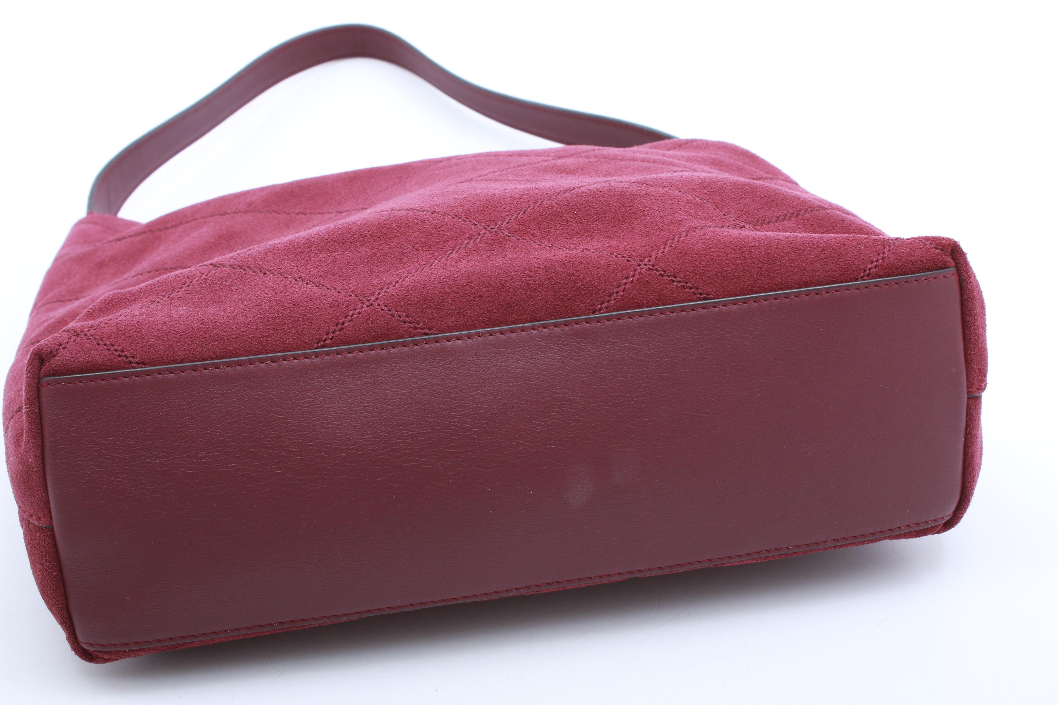 Tory Burch Burgundy Suede and Leather Hobo Bag