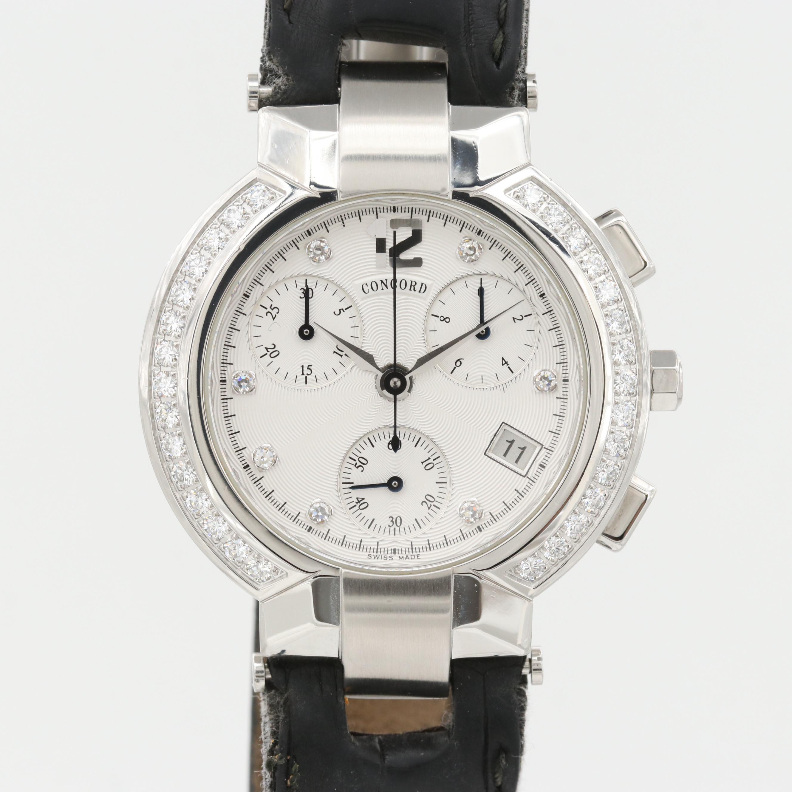 Concord La Scala Stainless Steel 1.00 CTW Diamond Chronograph Watch