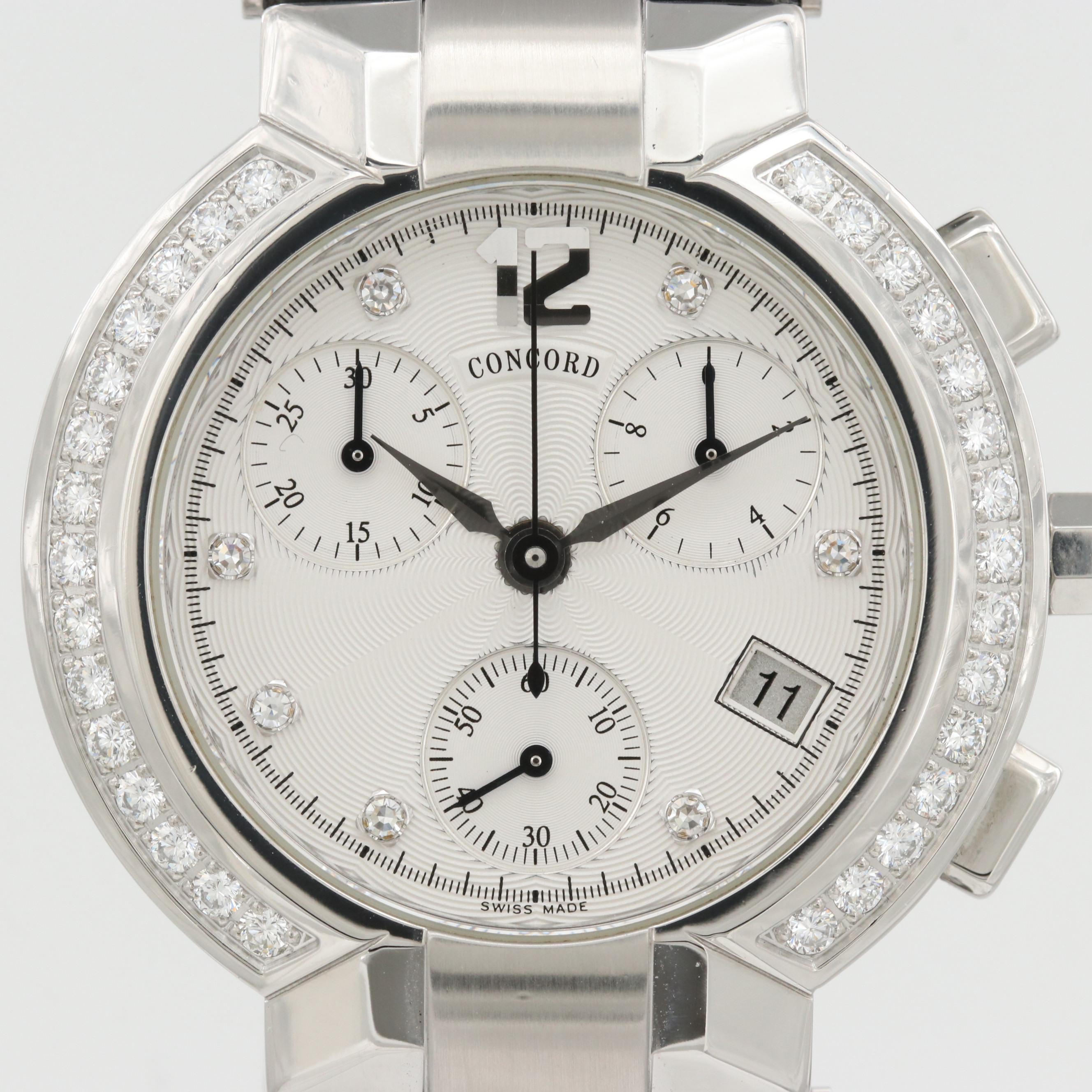 Concord La Scala Stainless Steel 1.00 CTW Diamond Chronograph Watch