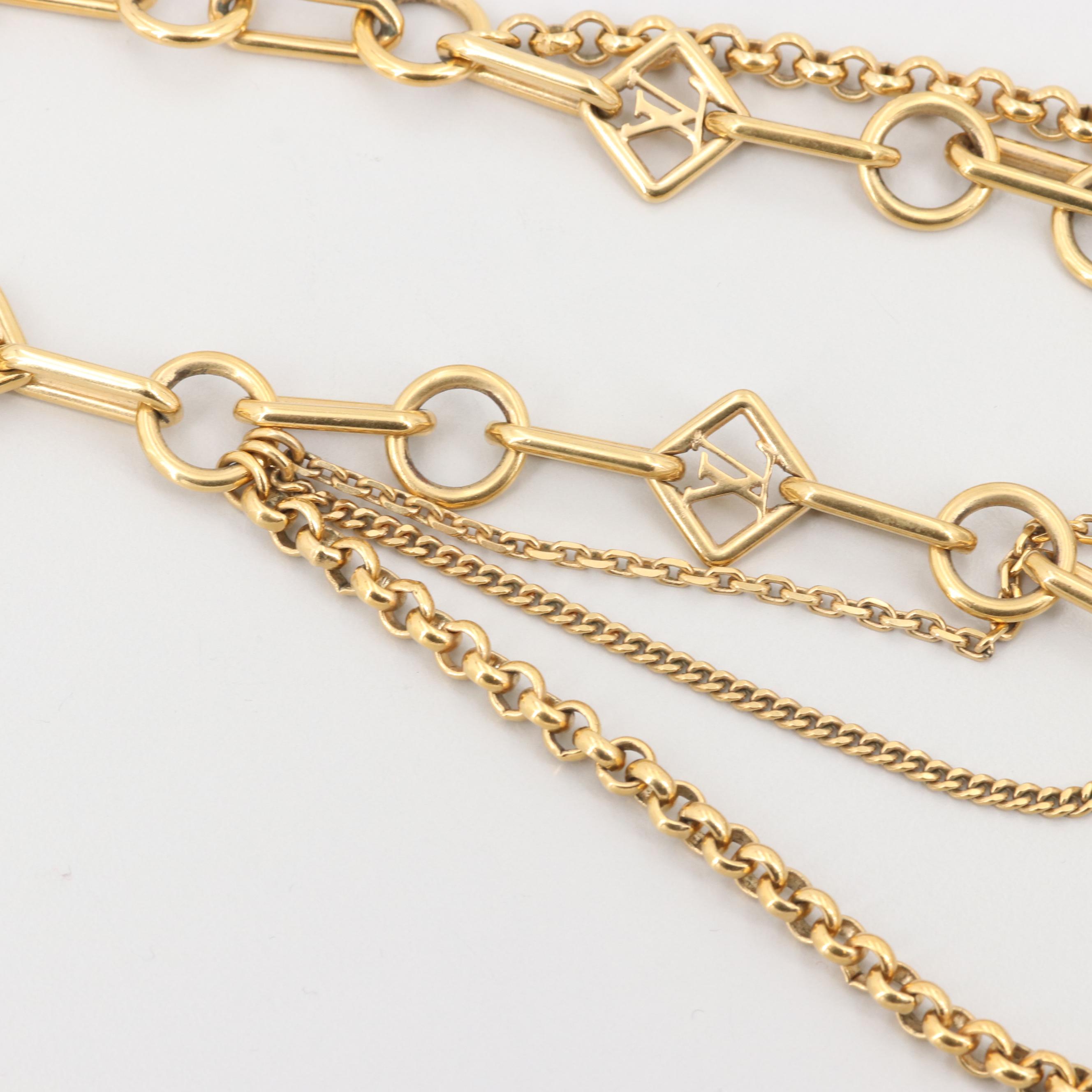 Louis Vuitton Gold Tone Mixed Chain Necklace