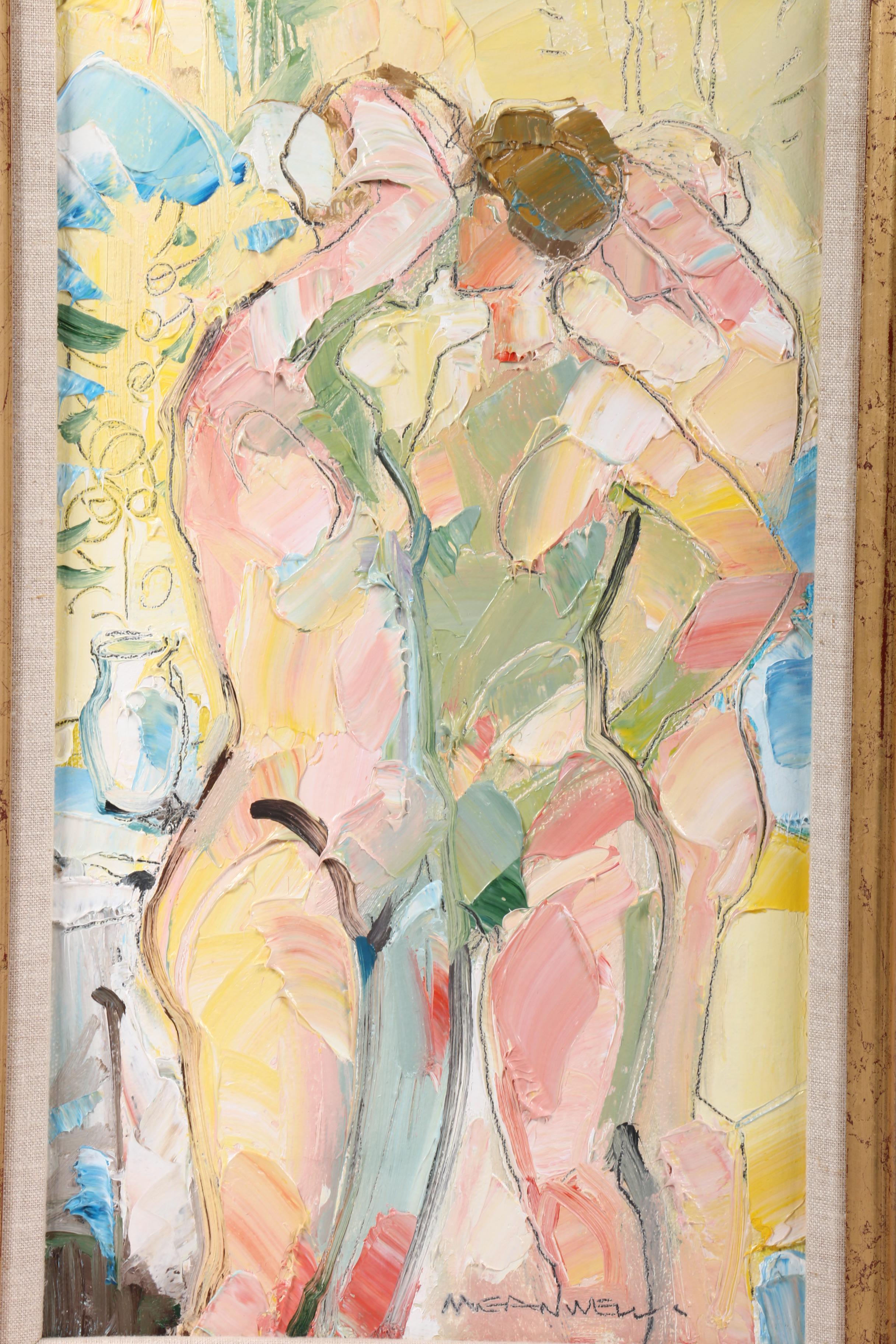 Jack Meanwell Modernist Oil Painting "A Pair of Nudes"