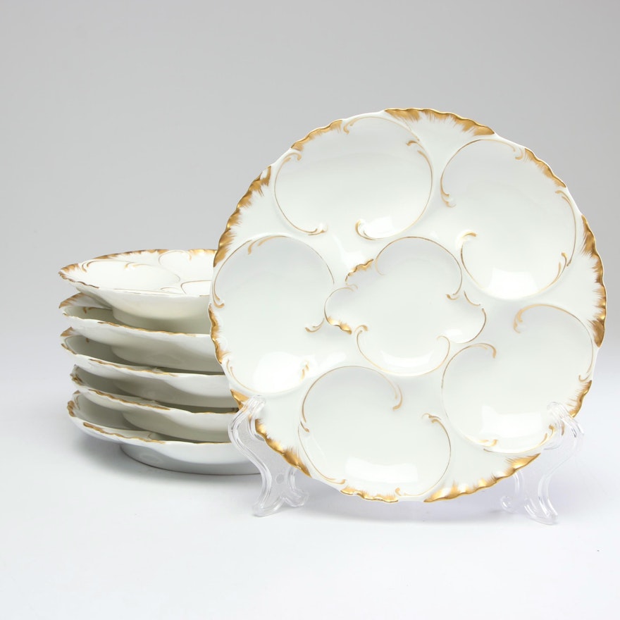 Haviland "Ranson" Porcelain Oyster Plates, Late 19th/Early 20th Century