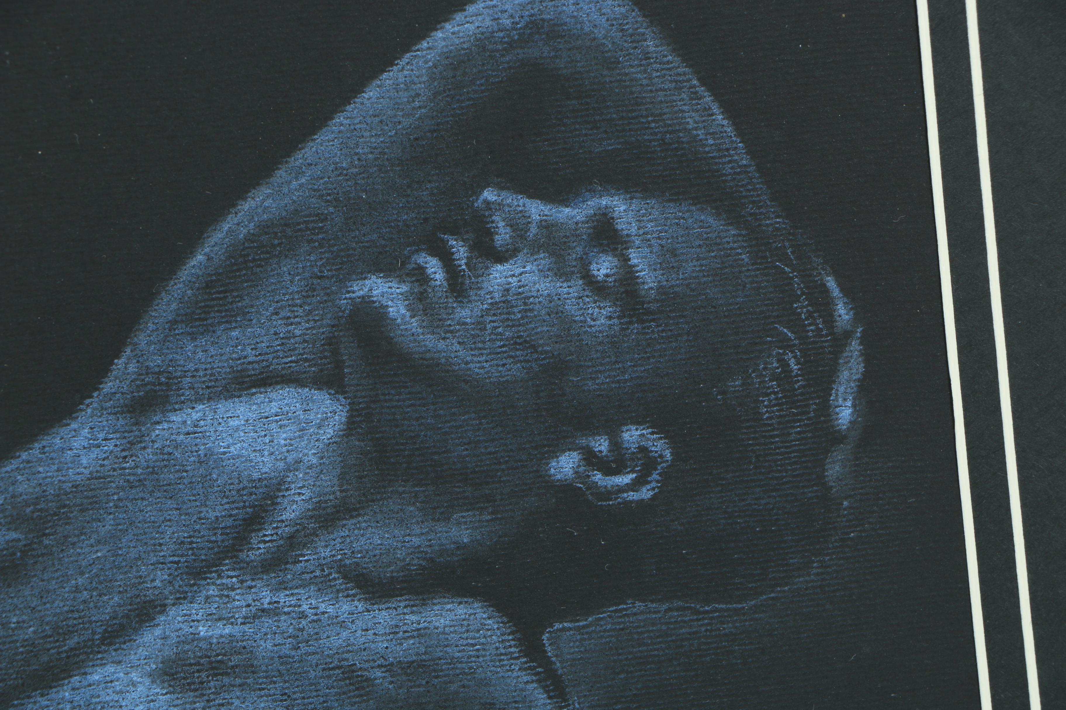 Pastel Figural Drawing of Reclining Male Figure