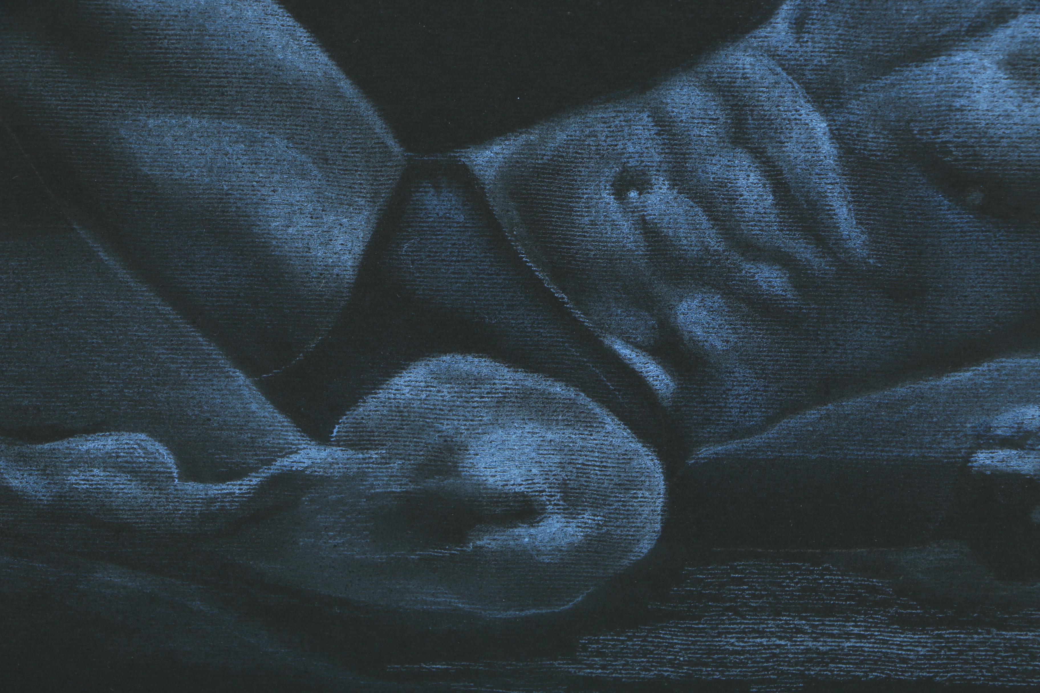 Pastel Figural Drawing of Reclining Male Figure