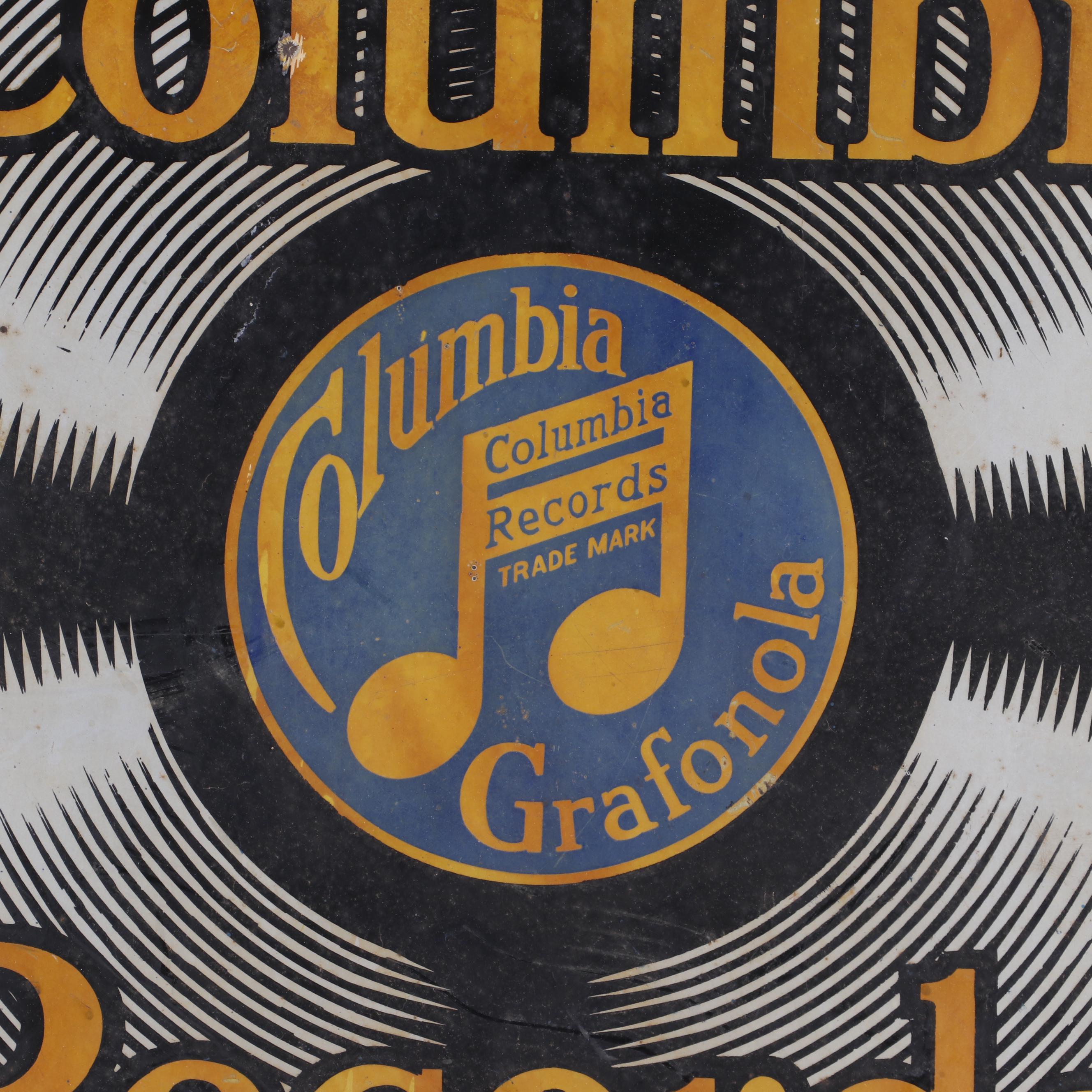 Columbia Records Double-Sided Porcelain Advertising Sign, Early 20th Century
