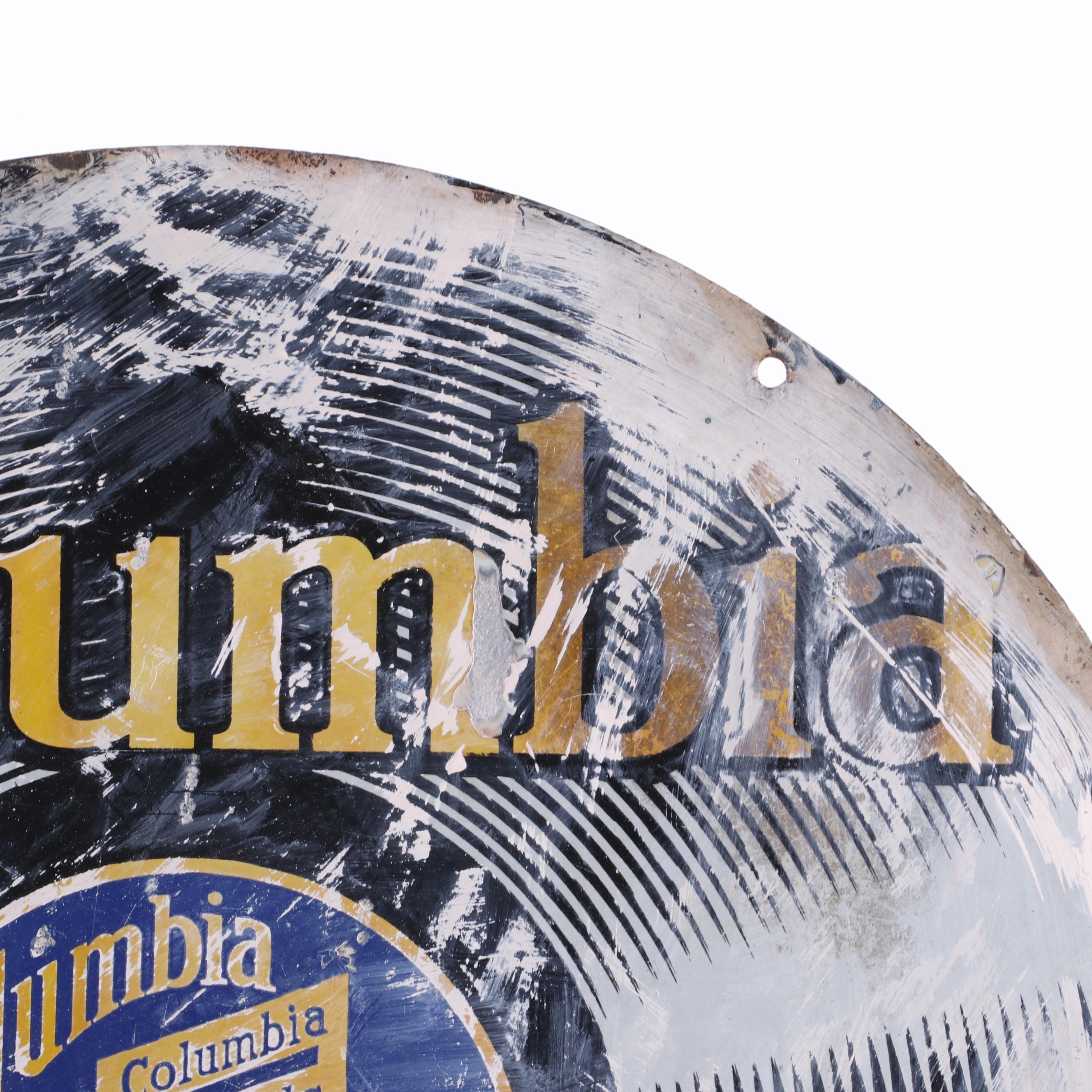 Columbia Records Double-Sided Porcelain Advertising Sign, Early 20th Century