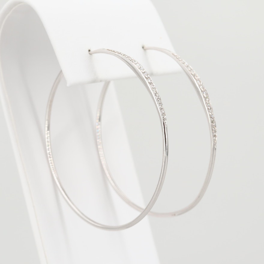 Jordan Schilanger 18K White Gold Diamond Hoop Earrings