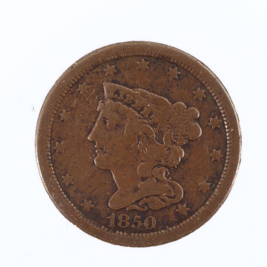 1850 Braided Hair Half Cent