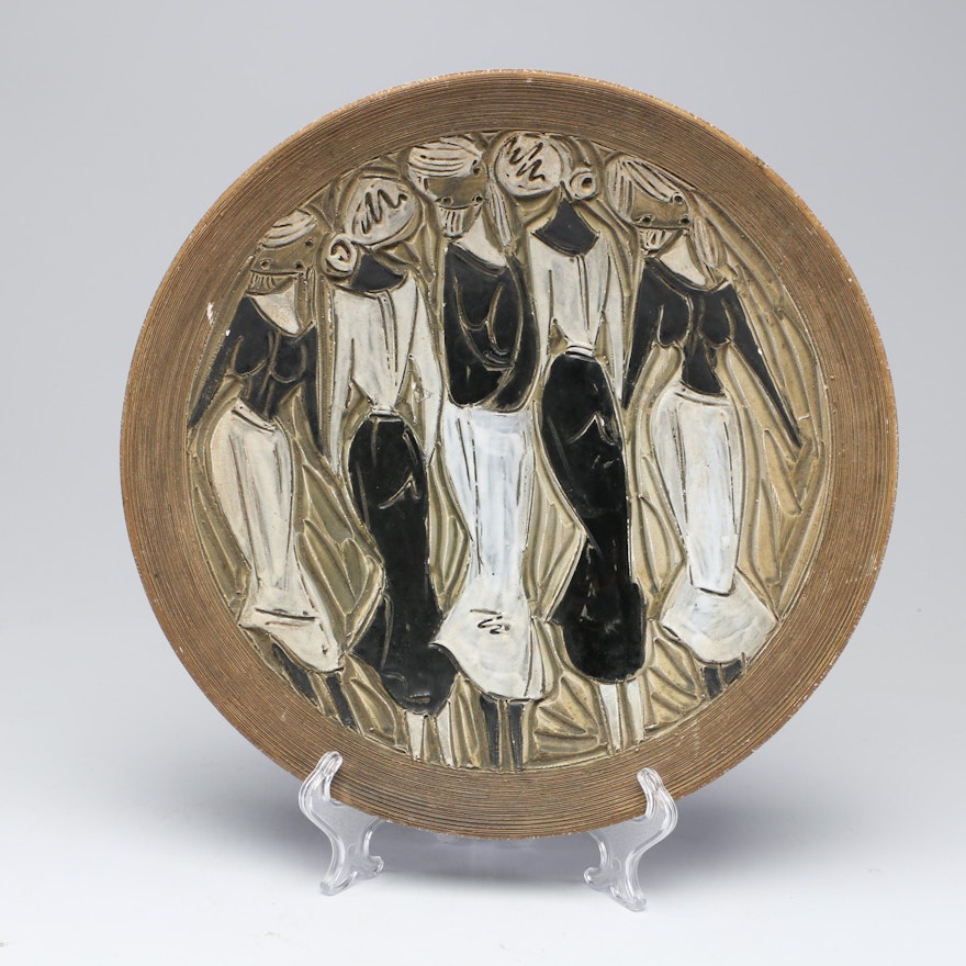 Fratelli Fanciullacci for Raymor Sgraffito Stoneware Plate, Mid Century