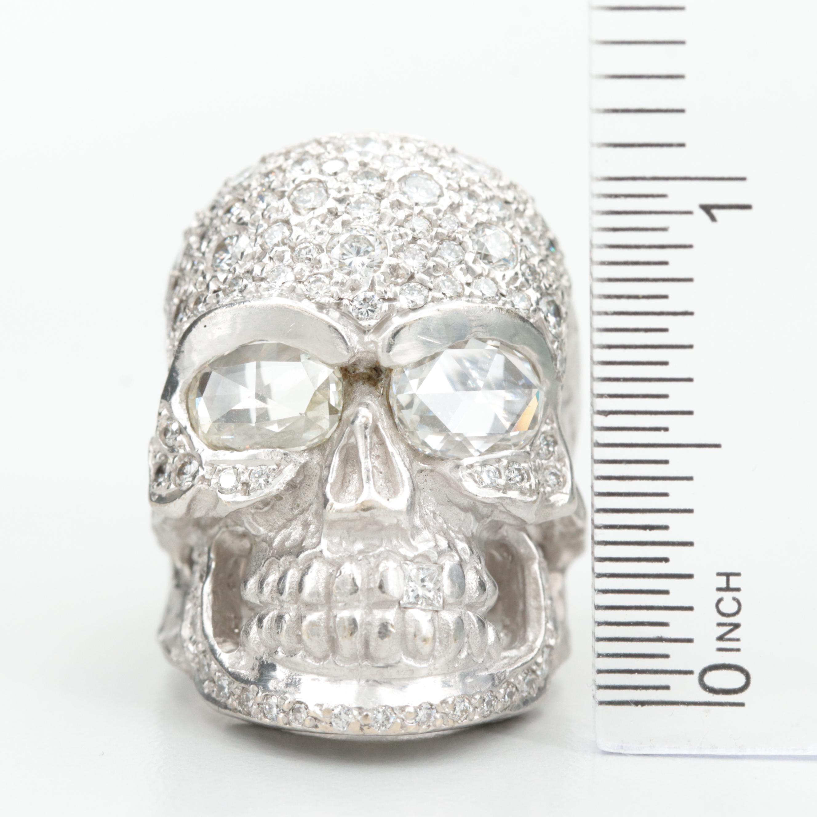 Loree Rodkin 18K White Gold 2.96 CTW Diamond Skull Ring