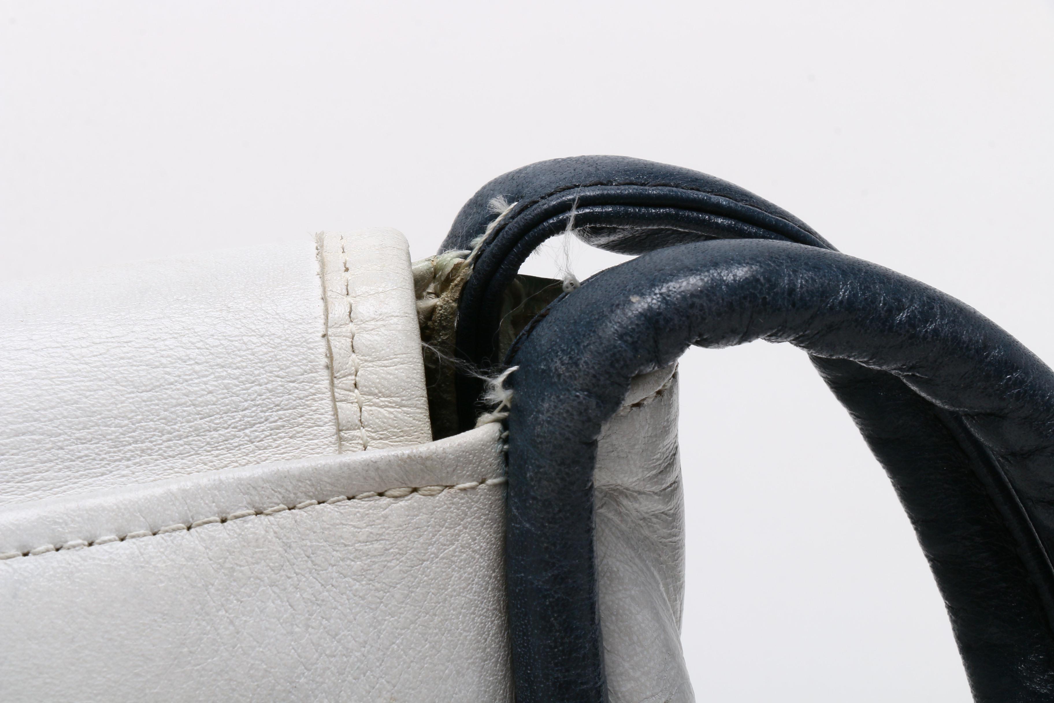 Bonnie Cashin Designed Coach White Leather Saddle Shoulder Bag, 1960s Vintage