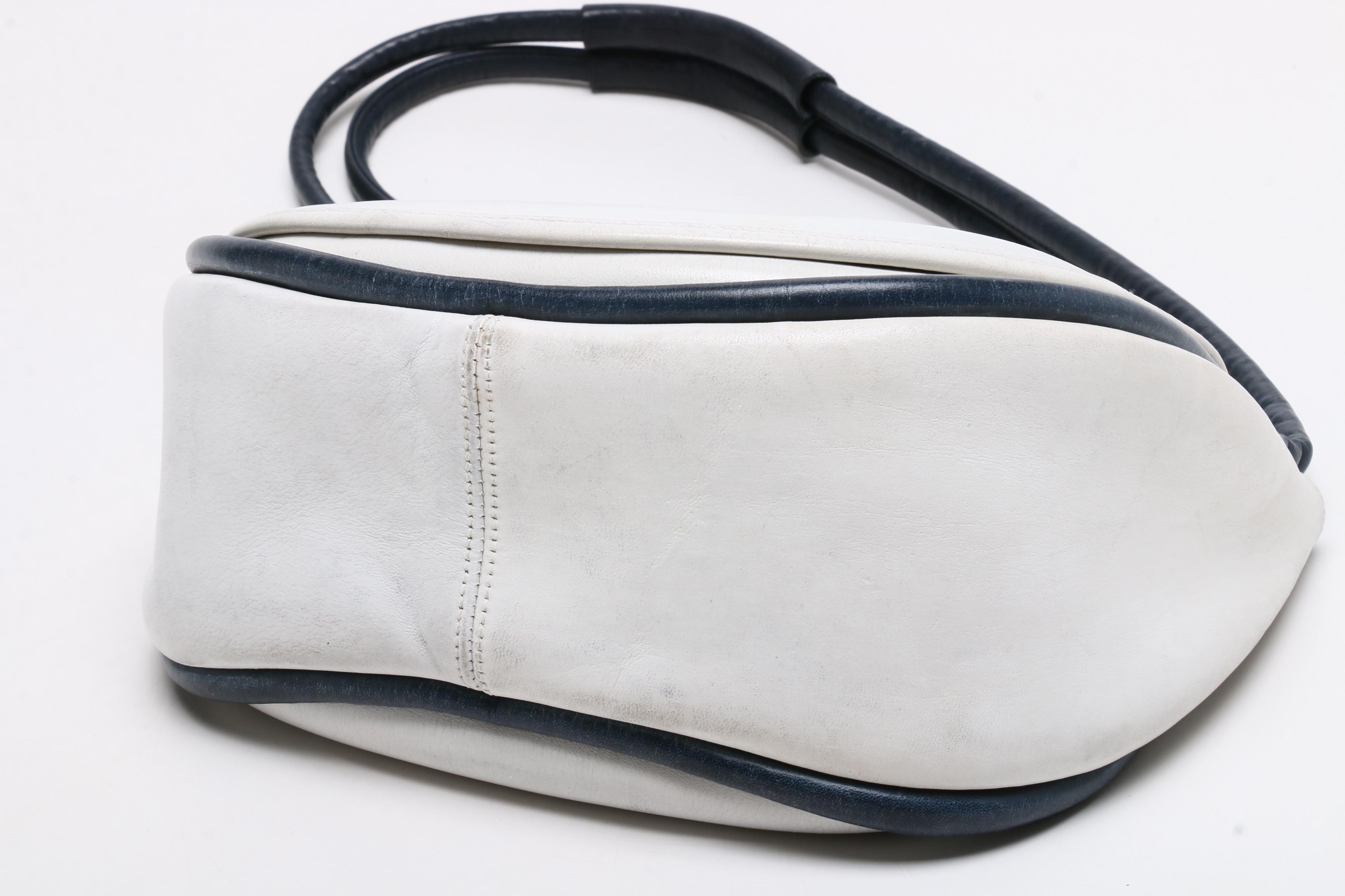 Bonnie Cashin Designed Coach White Leather Saddle Shoulder Bag, 1960s Vintage