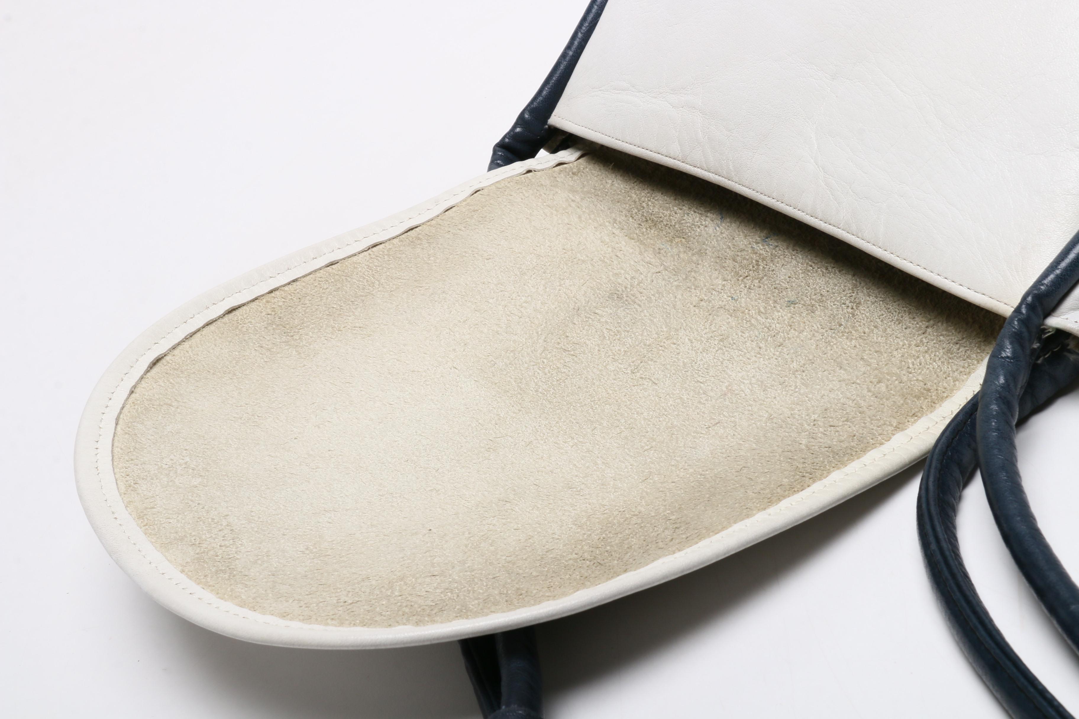 Bonnie Cashin Designed Coach White Leather Saddle Shoulder Bag, 1960s Vintage