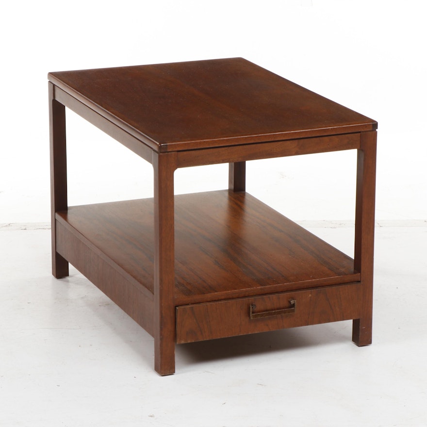 Founders Pecan Wood End Table, Mid-20th Century