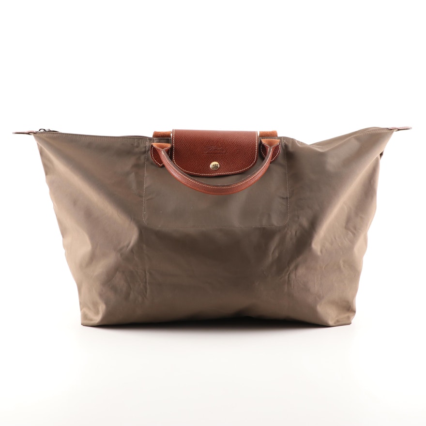 Longchamp Paris Le Pliage Large Travel Bag in Nylon and Leather