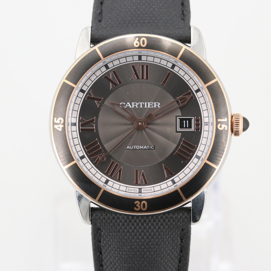 Cartier Ronde Croisiere Gold Tone Accented Stainless Steel Wristwatch