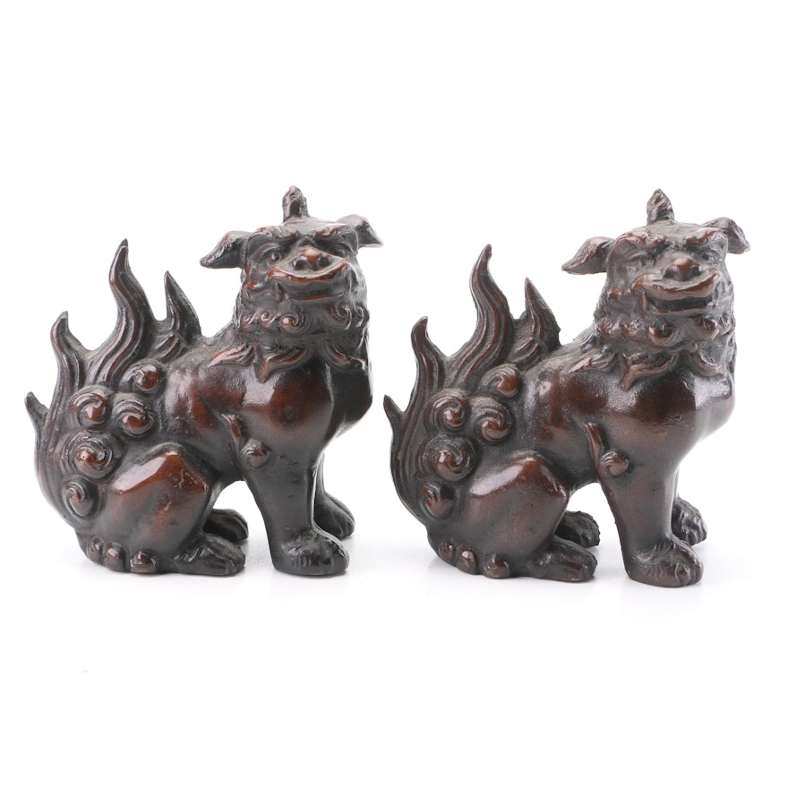 Pair of Bronze Guardian Lions