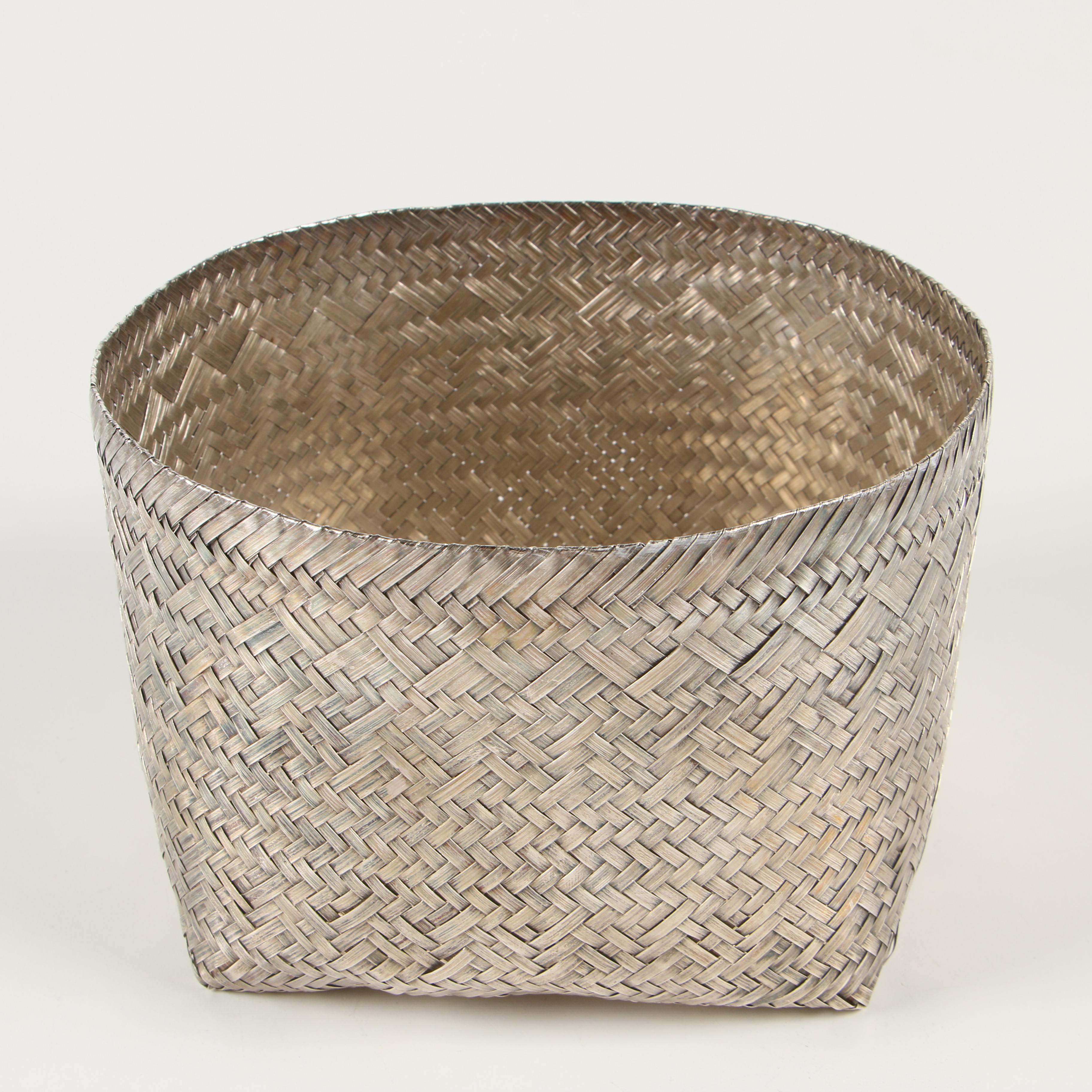 Tane Mexican Woven Sterling Silver Basket, Mid-Century