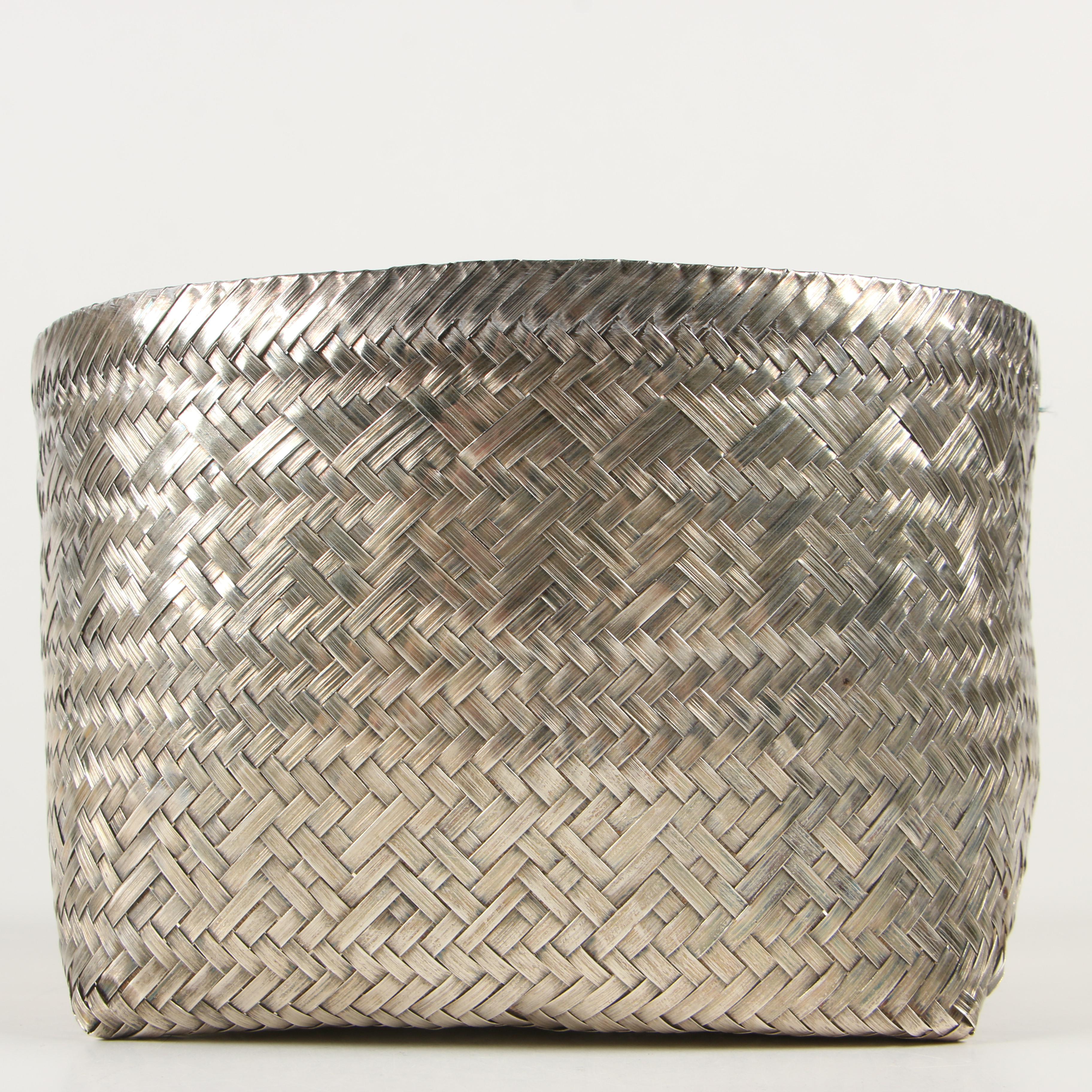 Tane Mexican Woven Sterling Silver Basket, Mid-Century