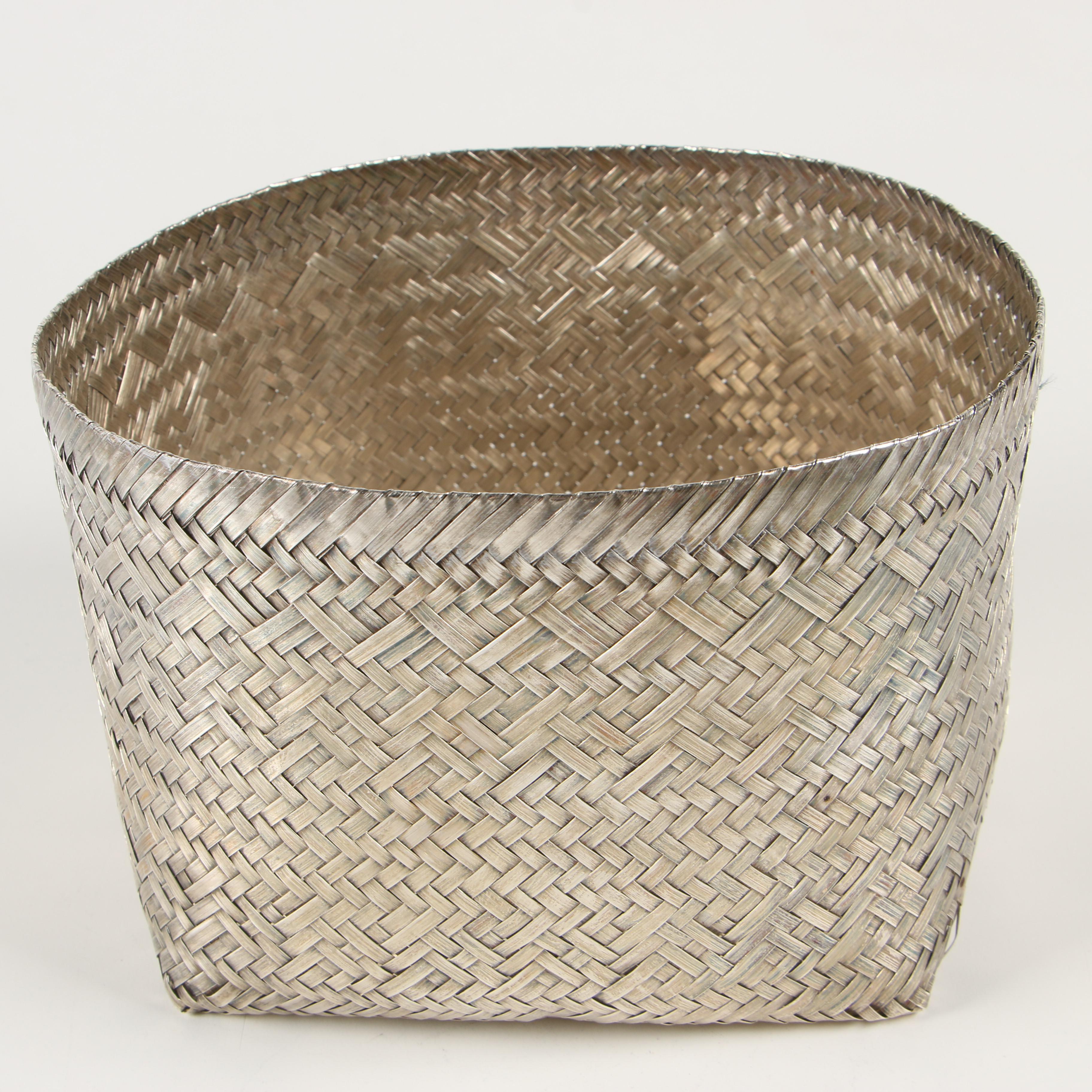 Tane Mexican Woven Sterling Silver Basket, Mid-Century