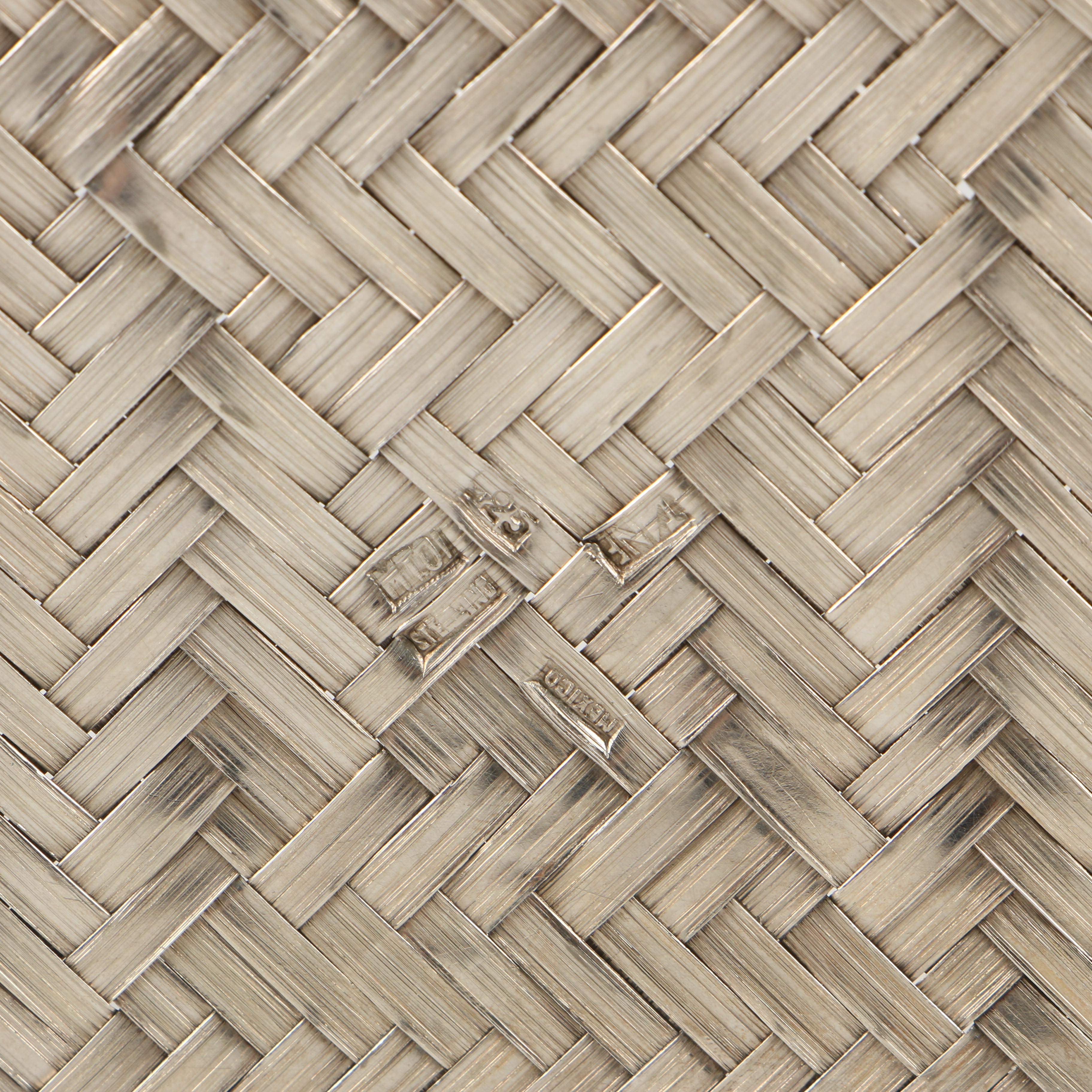 Tane Mexican Woven Sterling Silver Basket, Mid-Century