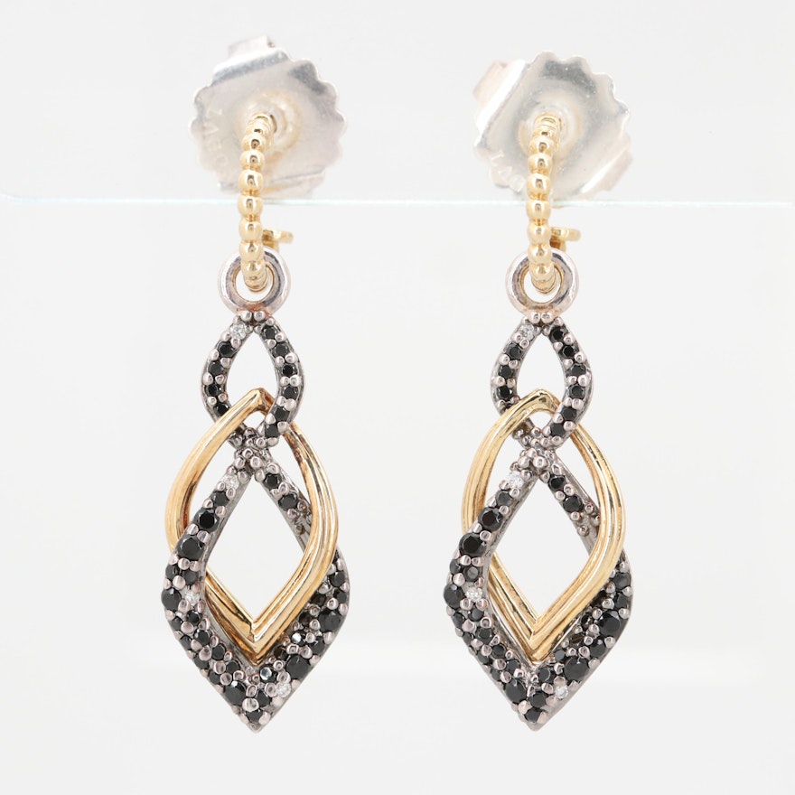 Lagos 18K Gold Accented Sterling Silver Diamond and Black Onyx Earrings