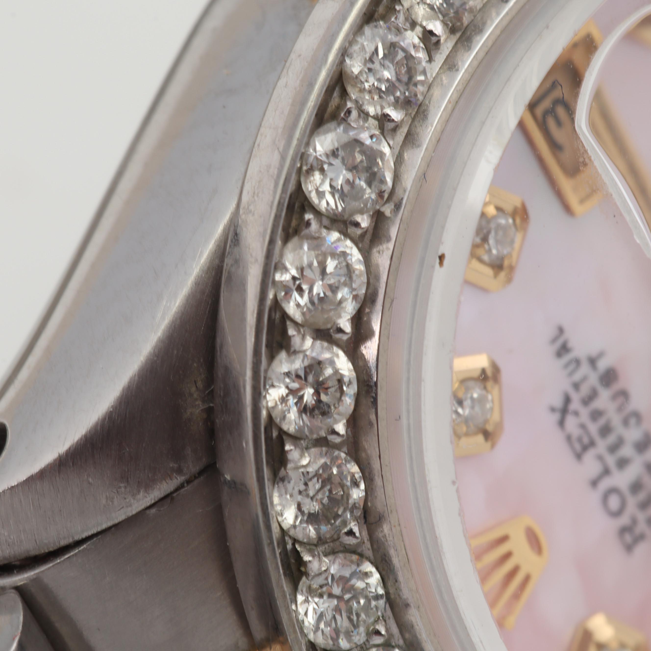 Rolex Oyster Perpetual Date Stainless Steel Automatic Diamond Watch, 1 CTW