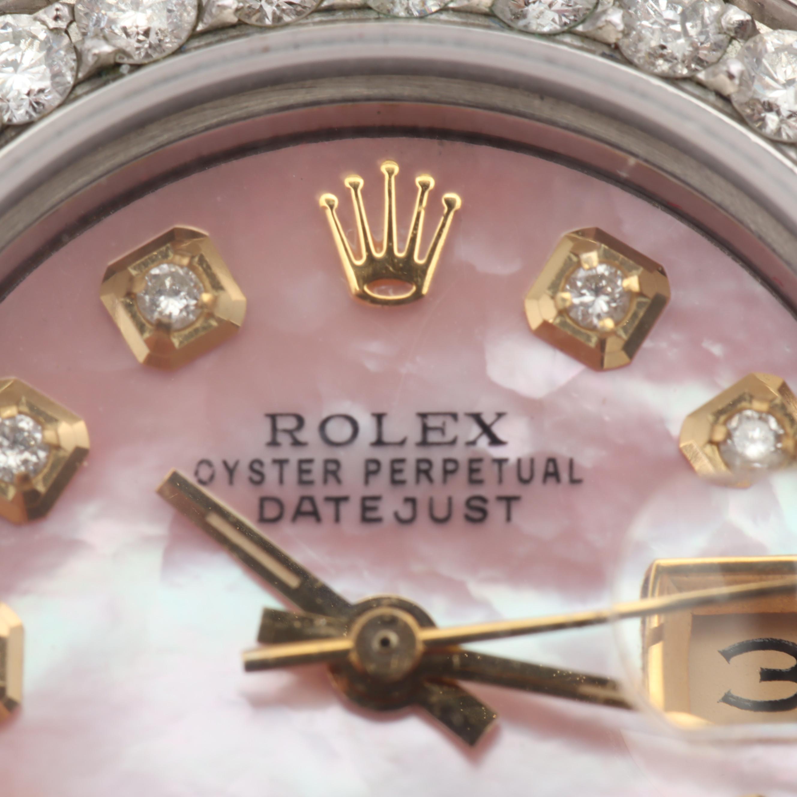 Rolex Oyster Perpetual Date Stainless Steel Automatic Diamond Watch, 1 CTW
