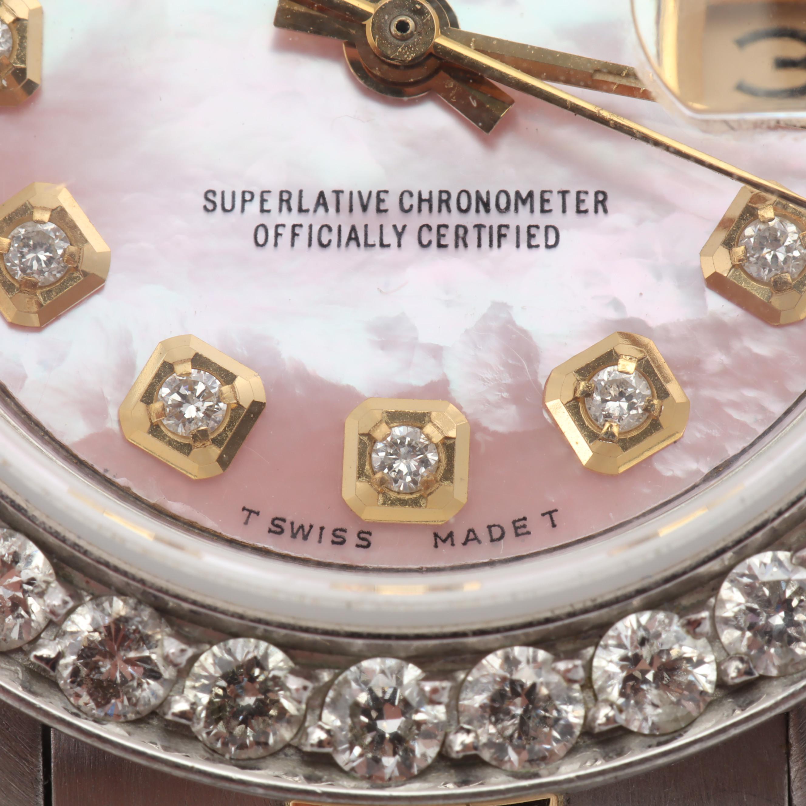 Rolex Oyster Perpetual Date Stainless Steel Automatic Diamond Watch, 1 CTW