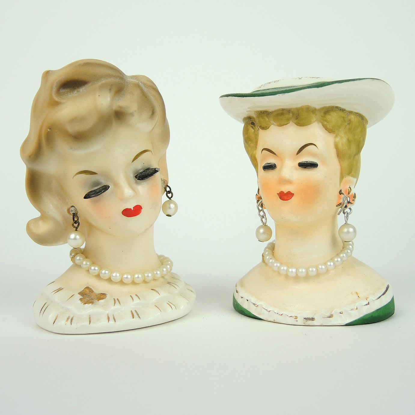 Inarco and National Potteries Mid Century Lady Head Vases