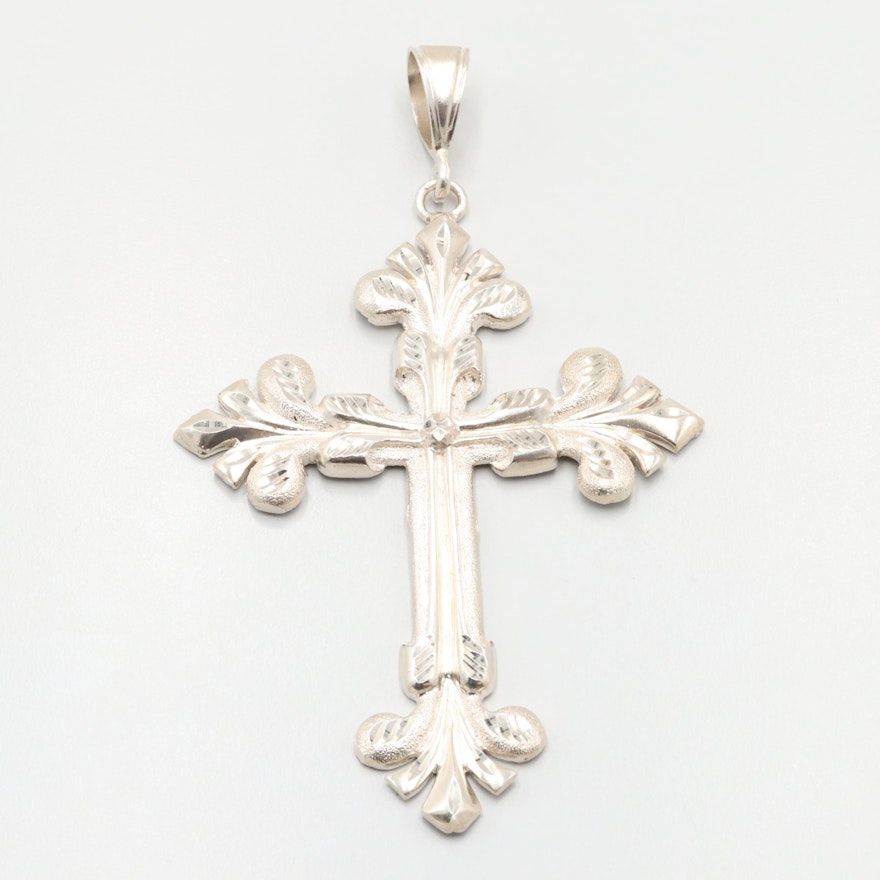 Sterling Silver Fleurie Cross Pendant