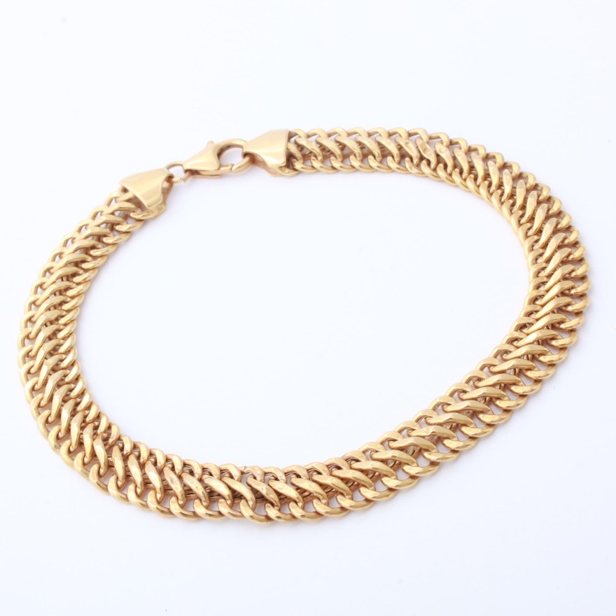 Milor 18K Yellow Gold Curb Chain Bracelet, Made in Italy
