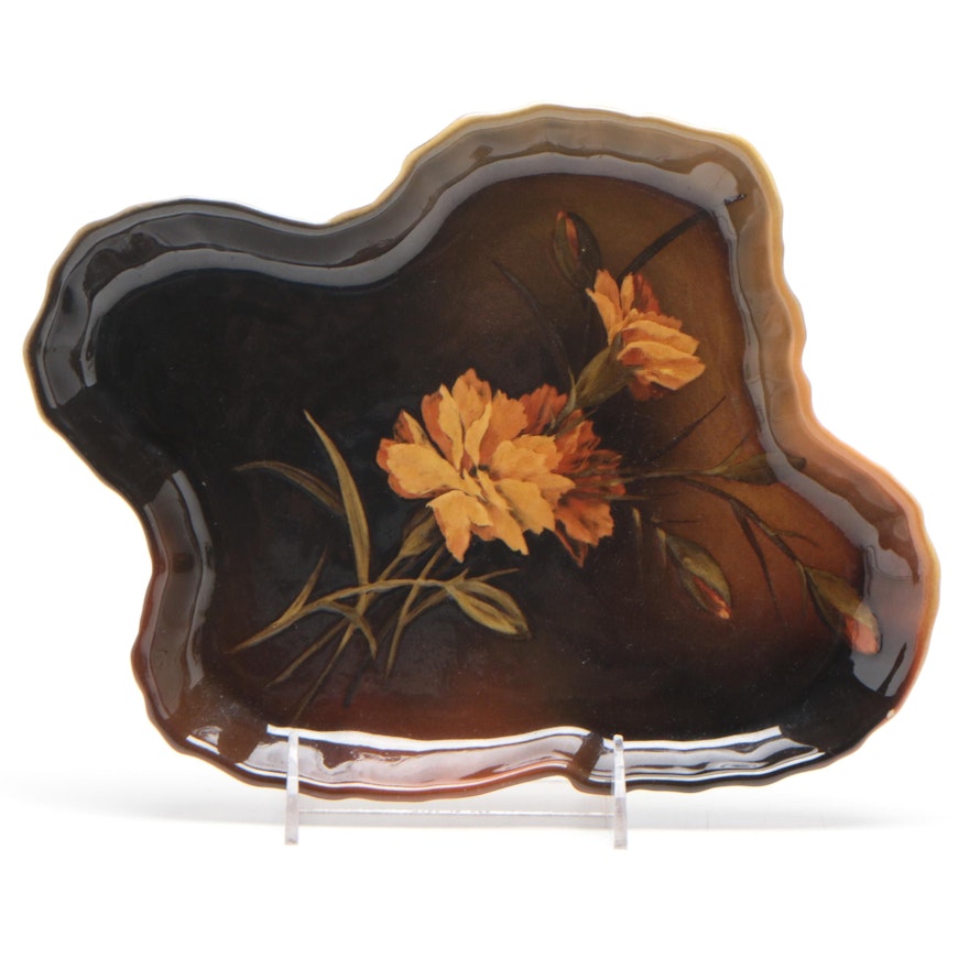Elizabeth Neave Lincoln Rookwood Pottery French Marigold Centerpiece Tray, 1894