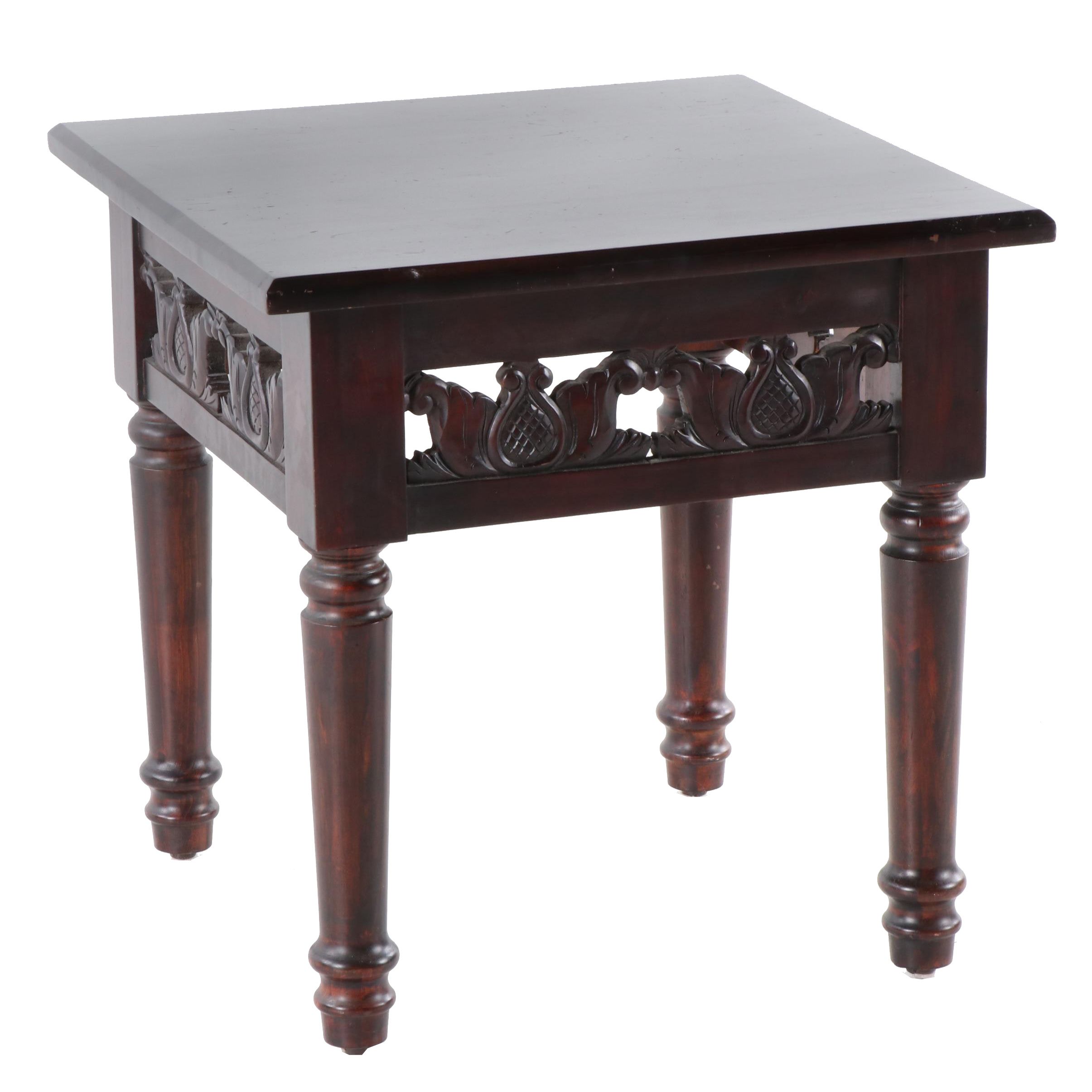 Pier 1 Imports Carved Wooden Wood Indonesian Style Side Table