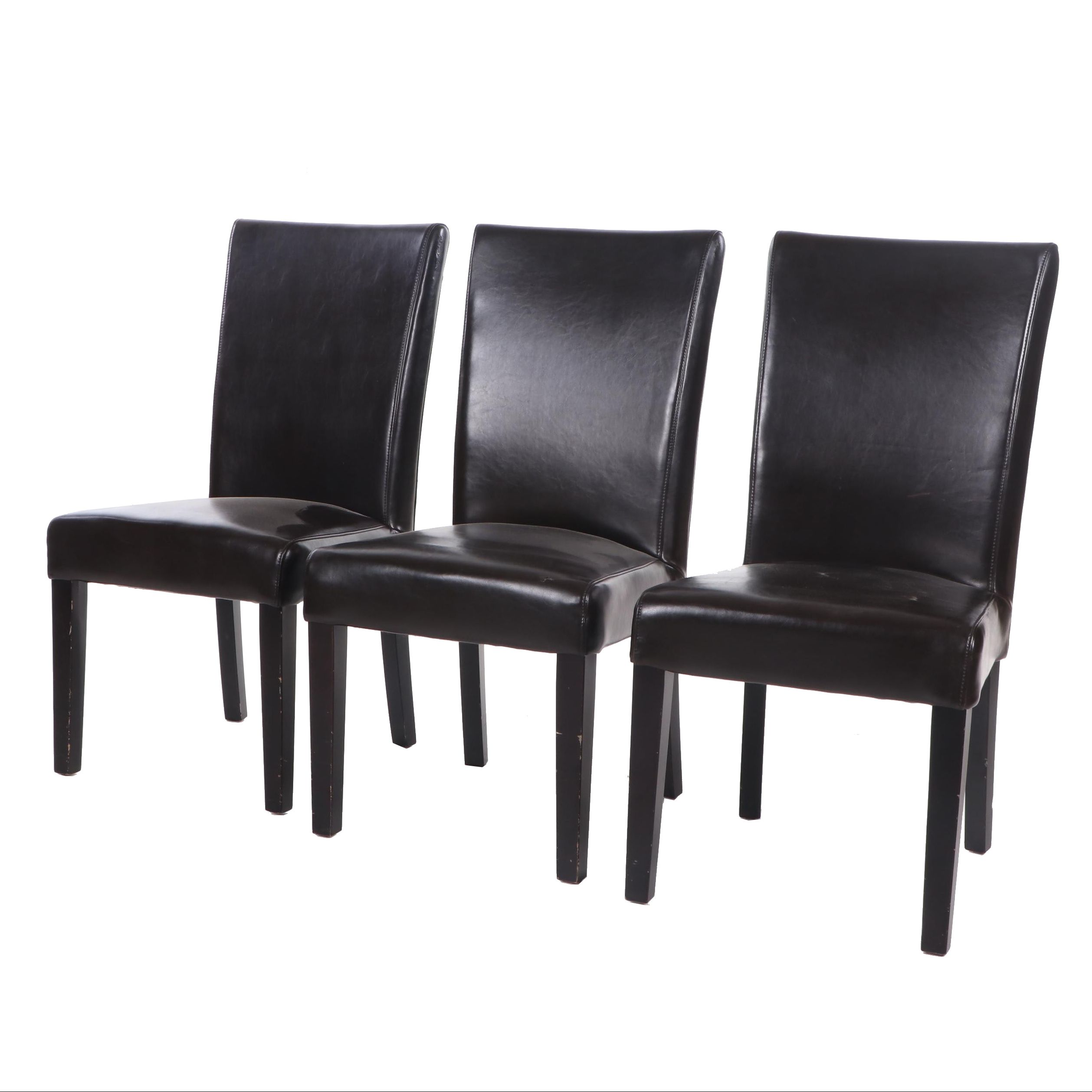 Three Contemporary Modern Faux Leather Upholstered Side Chairs