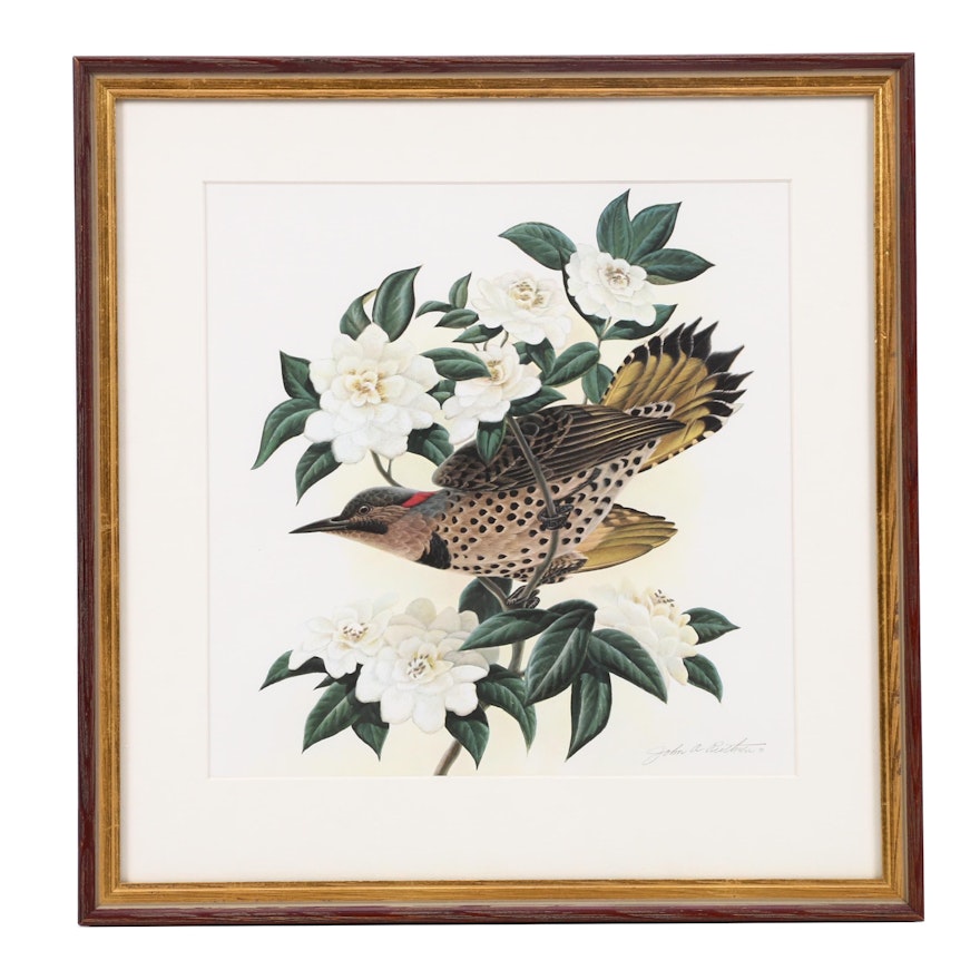 Offset Lithograph After John Ruthven "Flicker and Camellias"