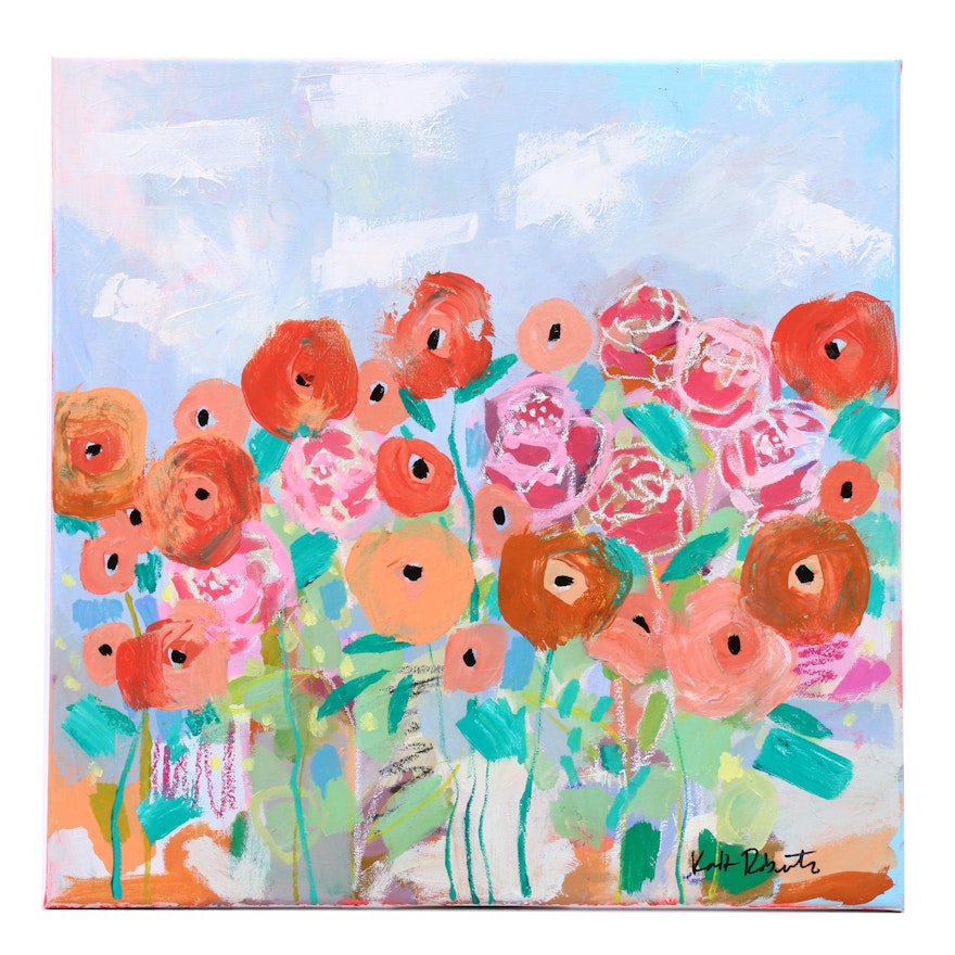 Kait Roberts Floral Mixed Media Painting