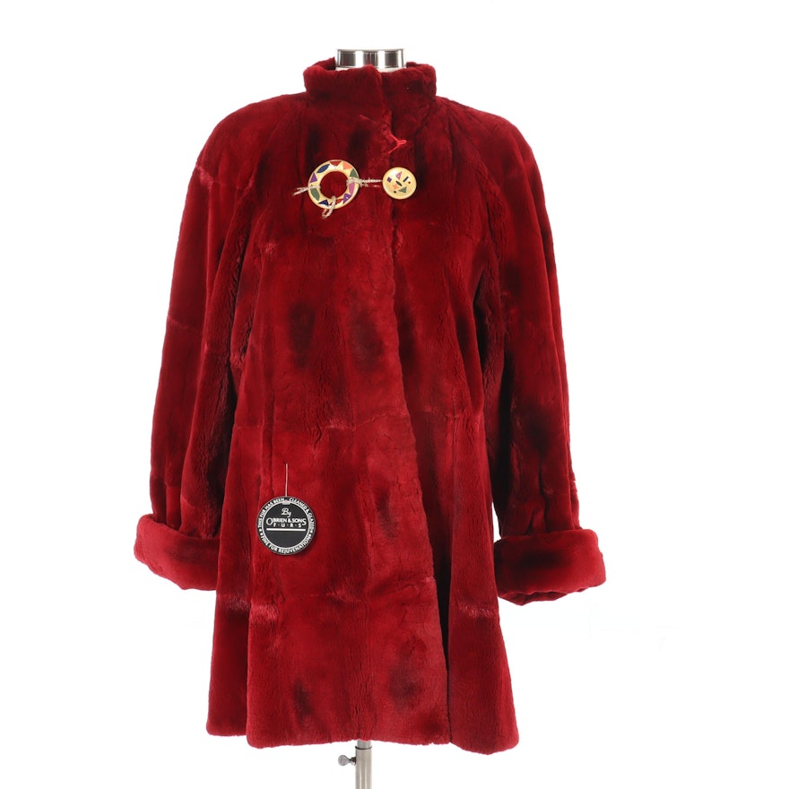 Dyed Red Sheared Rabbit Coat from NH Rosenthal Furs of Chicago