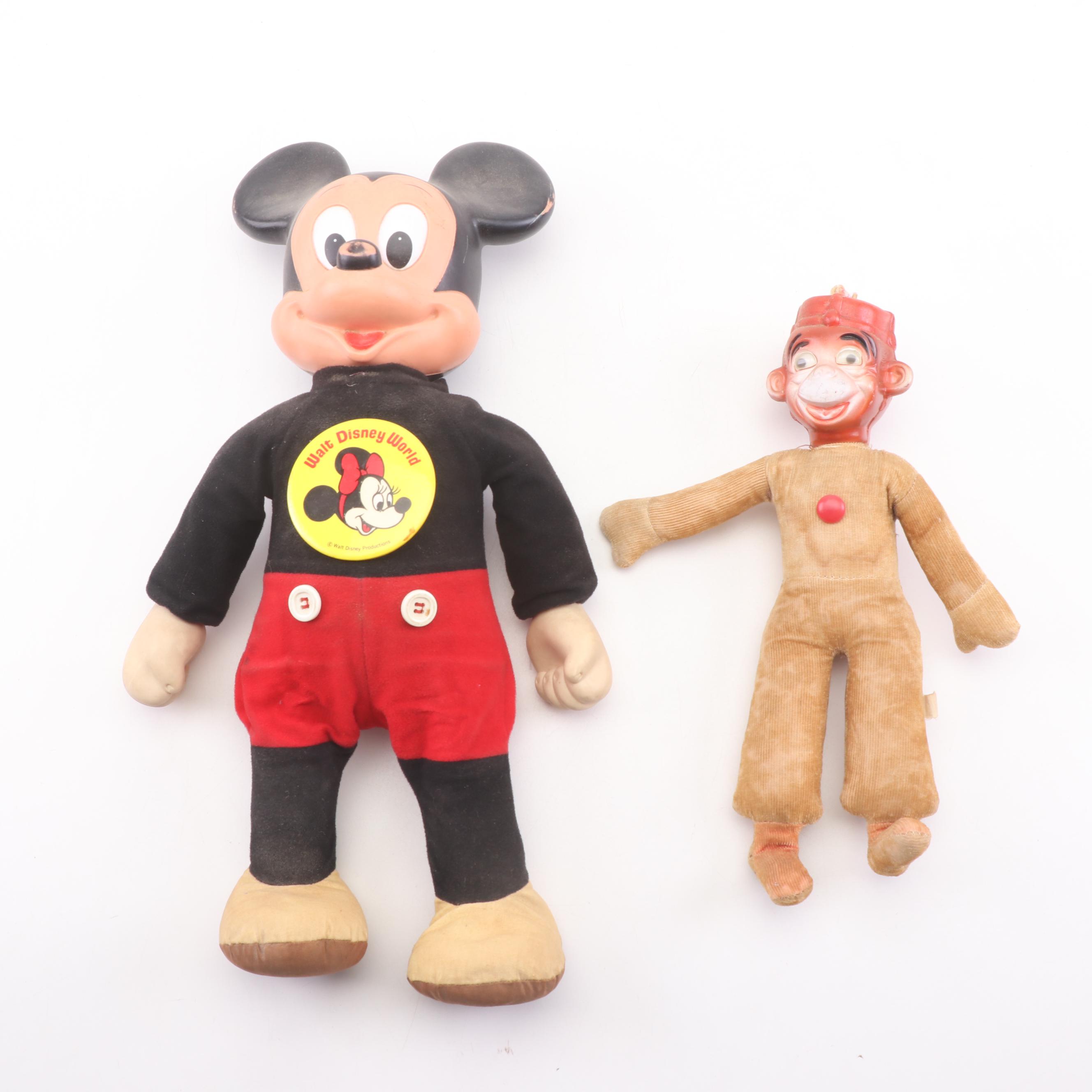 "Marching Mickey Mouse" and Bellhop Monkey Plush Dolls