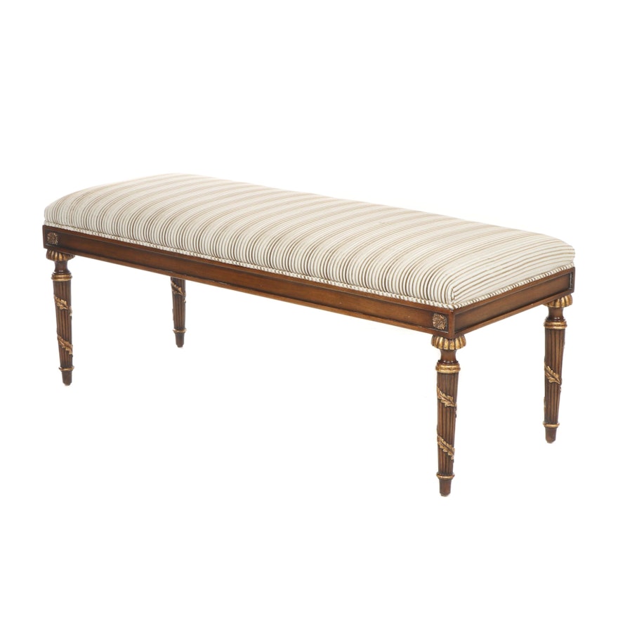 Contemporary Louis XVI Style Upholstered Wooden Bench