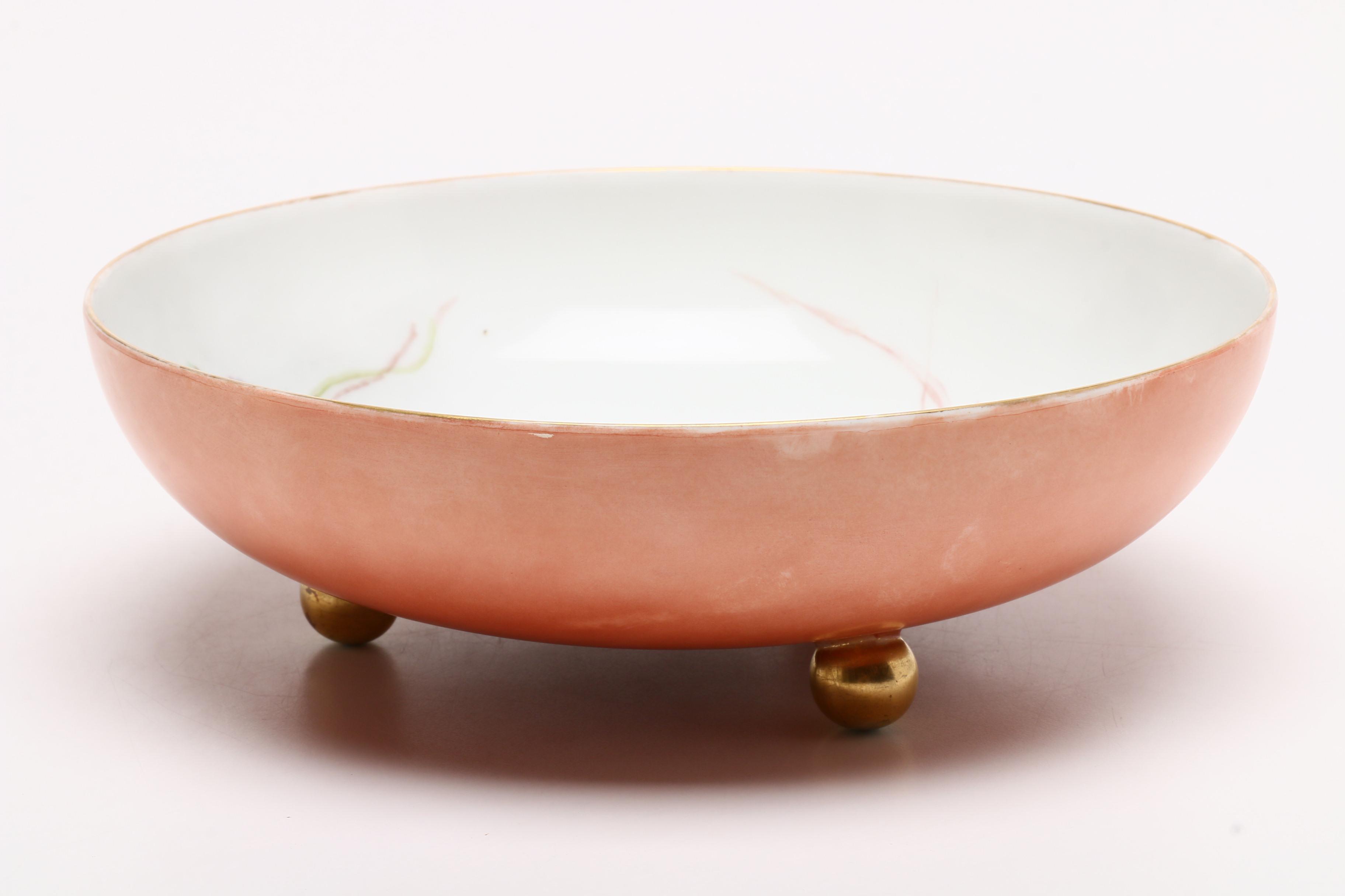 Haviland Hand-Painted Footed Bowl and Japanese Hand-Painted Vase