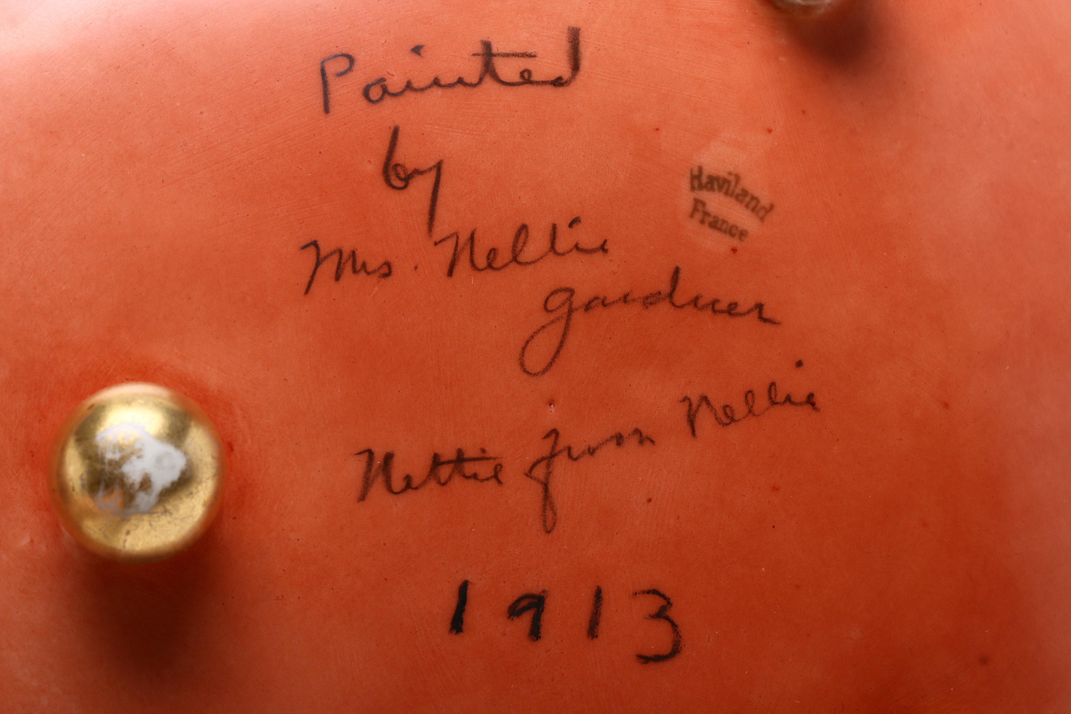 Haviland Hand-Painted Footed Bowl and Japanese Hand-Painted Vase