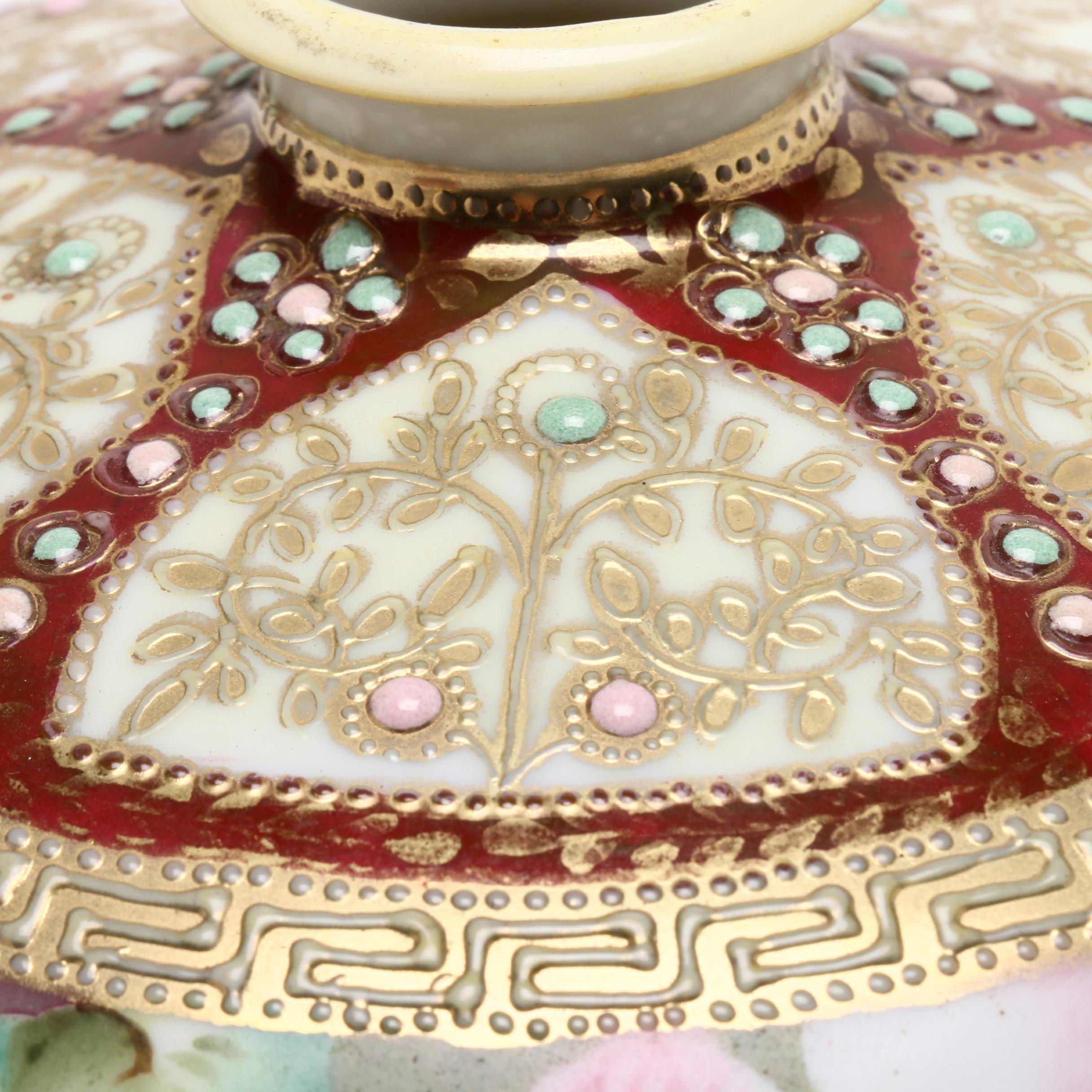 Haviland Hand-Painted Footed Bowl and Japanese Hand-Painted Vase