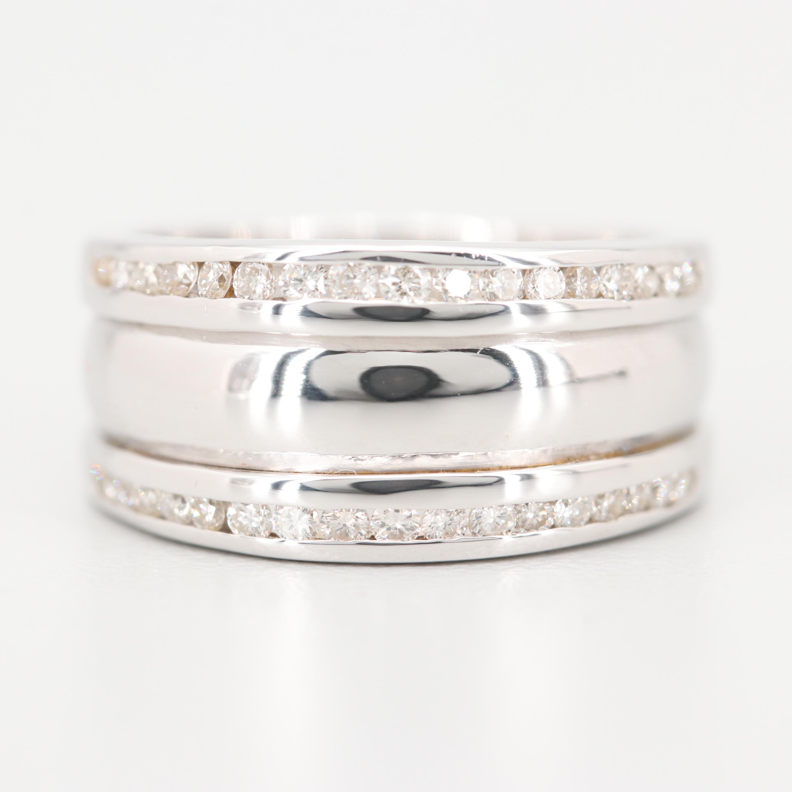 18K White Gold Diamond Band