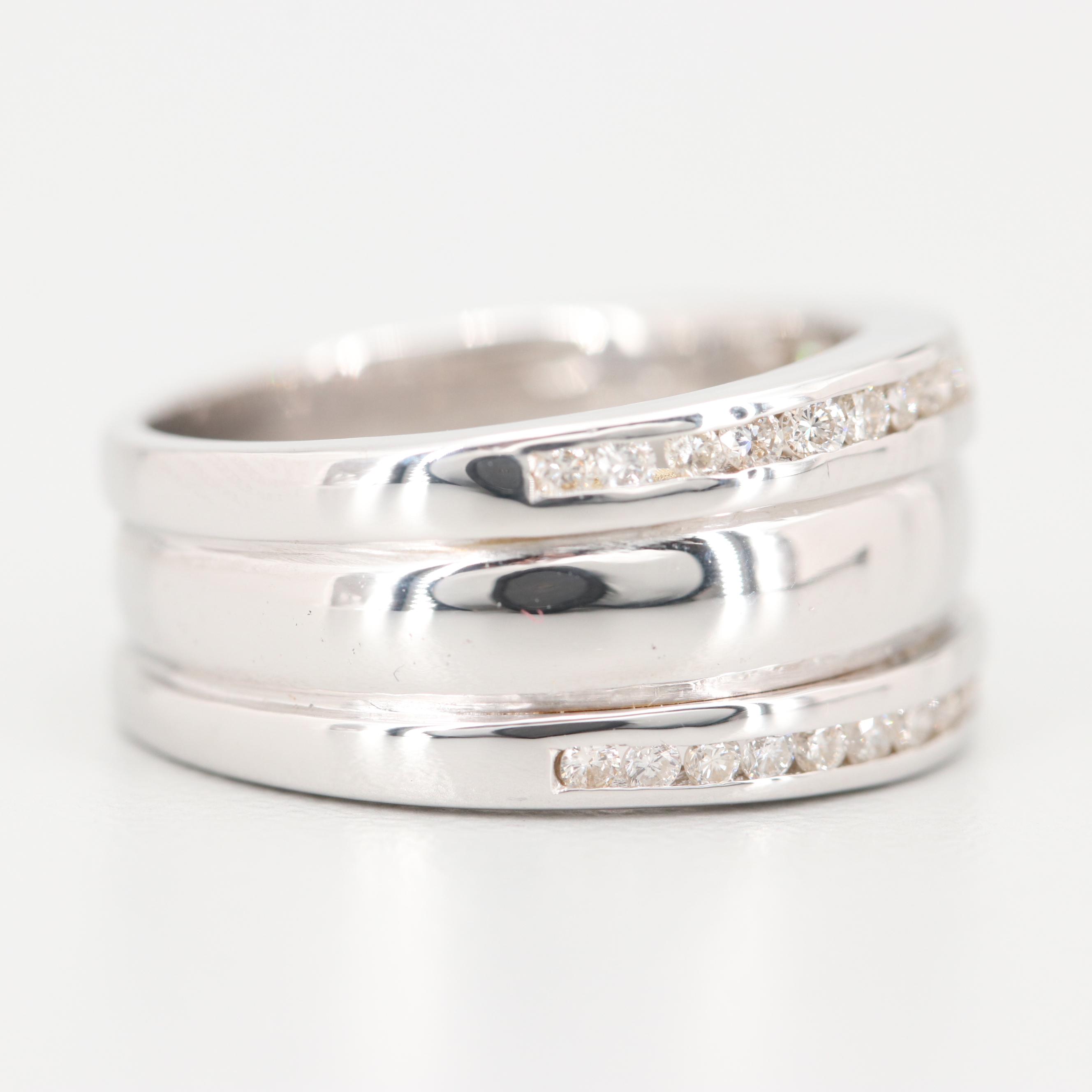 18K White Gold Diamond Band